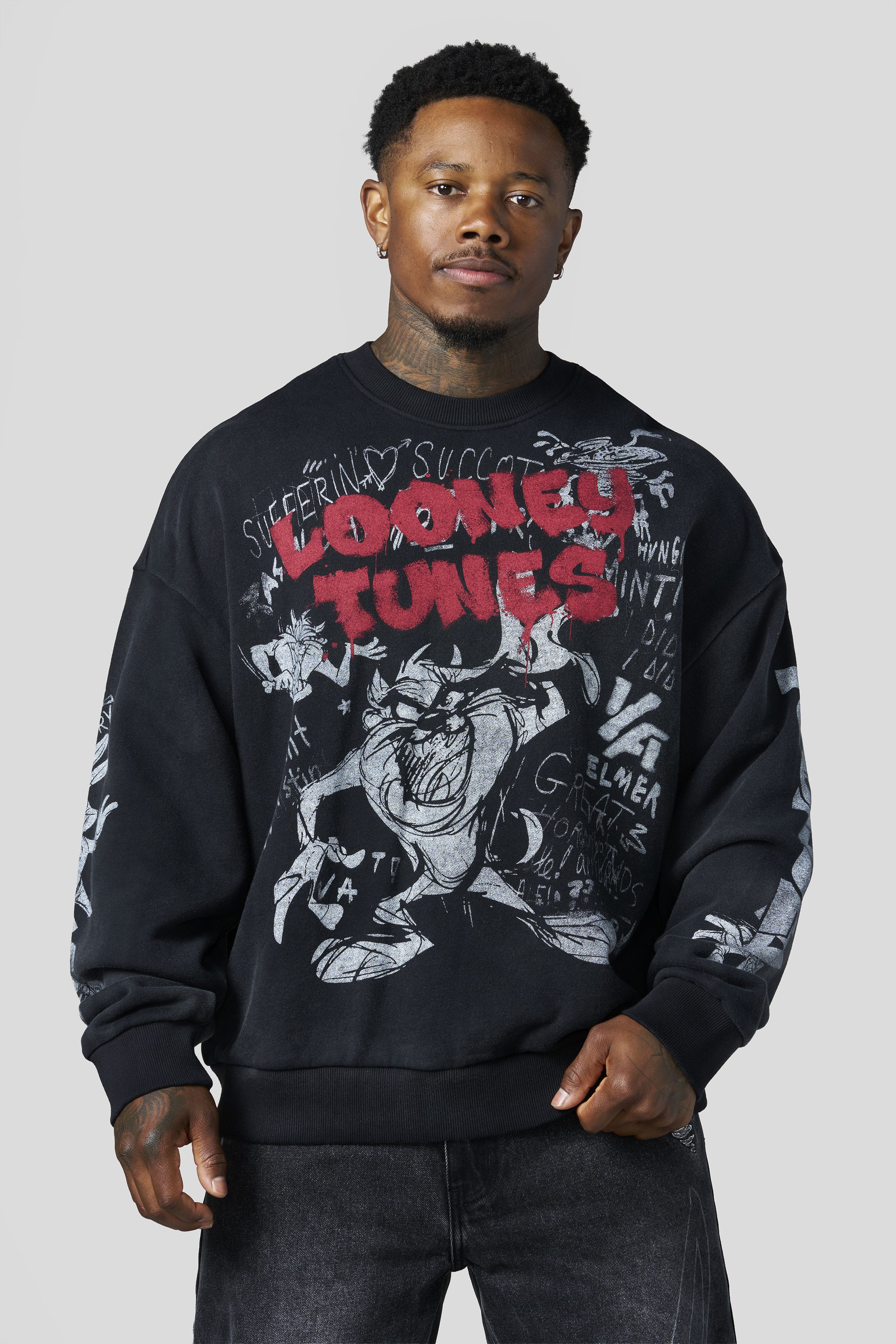 Young La 5256 - Looney Tunes Graffiti Crewnecks 'Black Sketch'