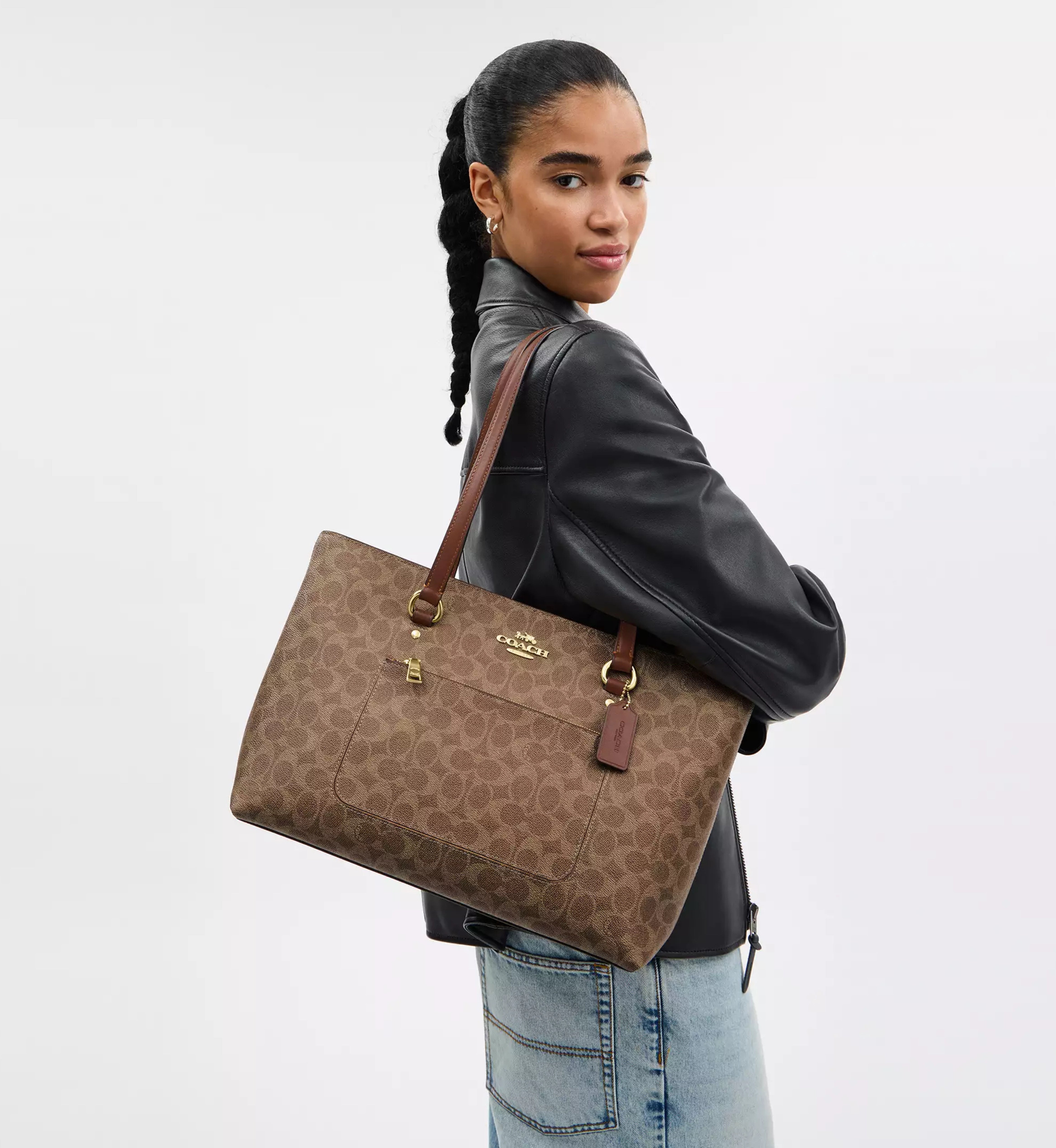 Coach Station Tote Bag In Signature Canvas 'Signature Canvas Gold Tan Brown'