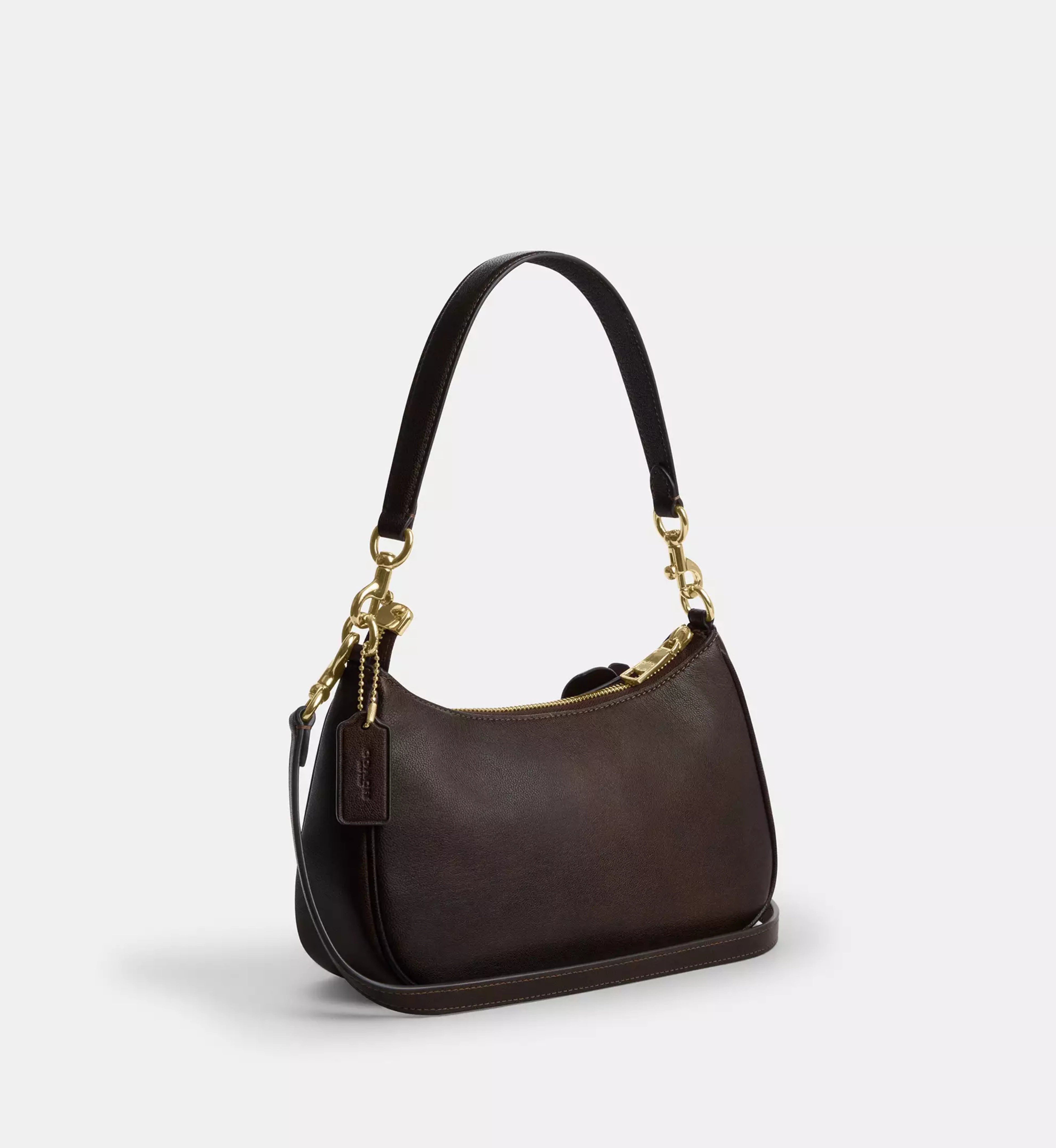 Coach Teri Shoulder Bag With Floral Applique 'Smooth Leather Gold Maple'