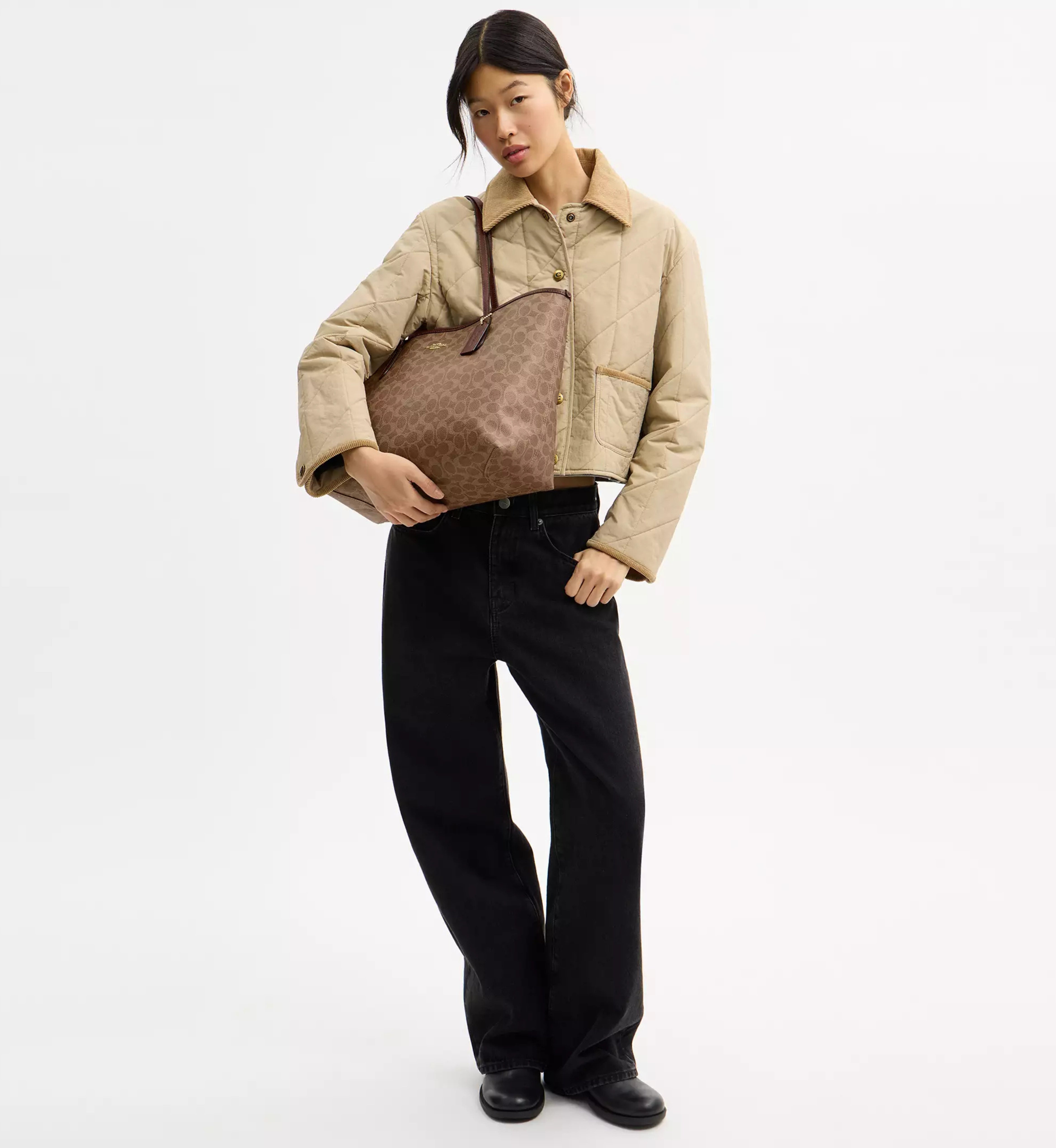 Coach City Tote Bag In Signature Canvas 'Signature Canvas Gold Tan Brown'