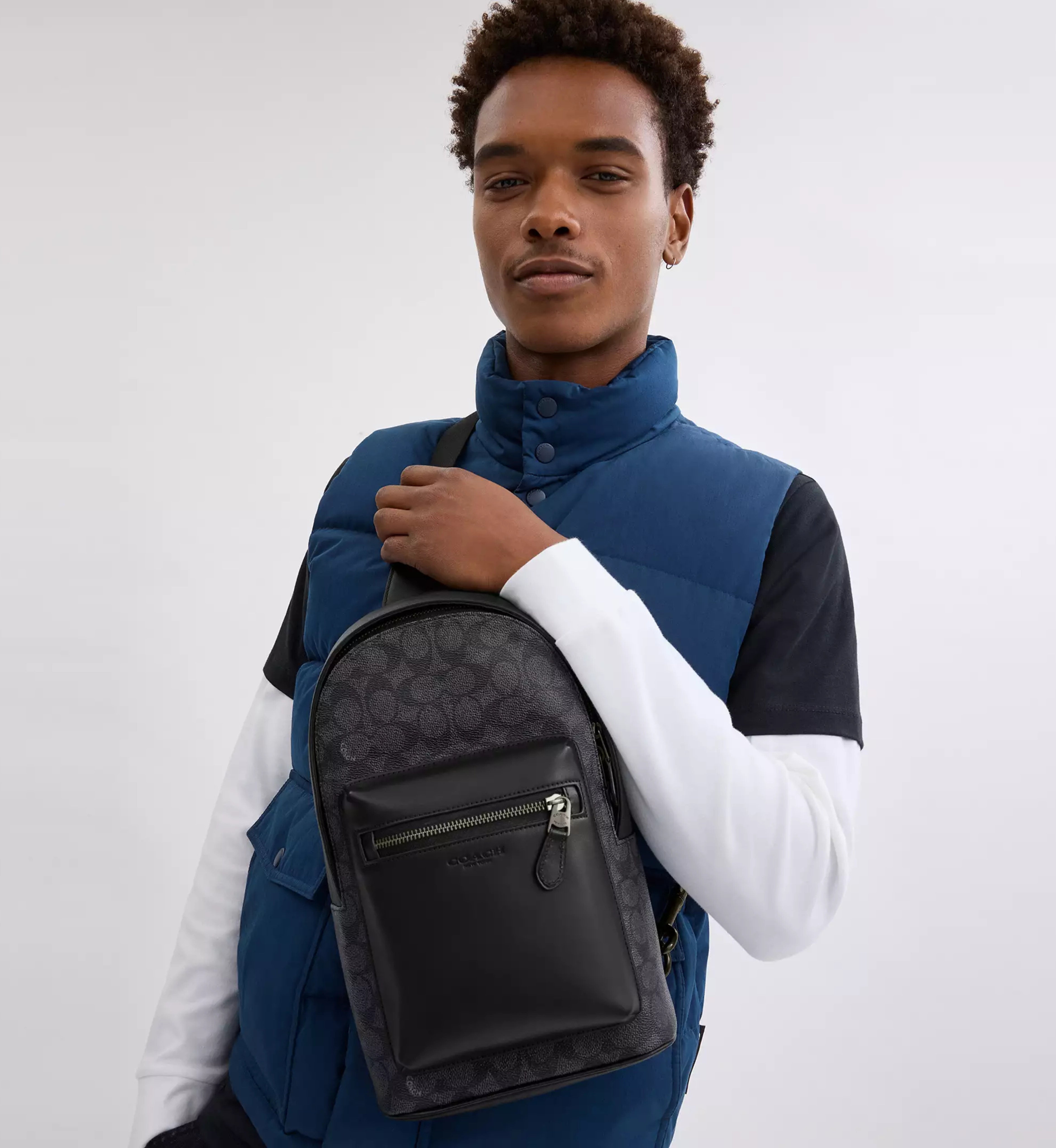 Coach West Pack In Signature Canvas 'Signature Canvas Gunmetal Charcoal Black'