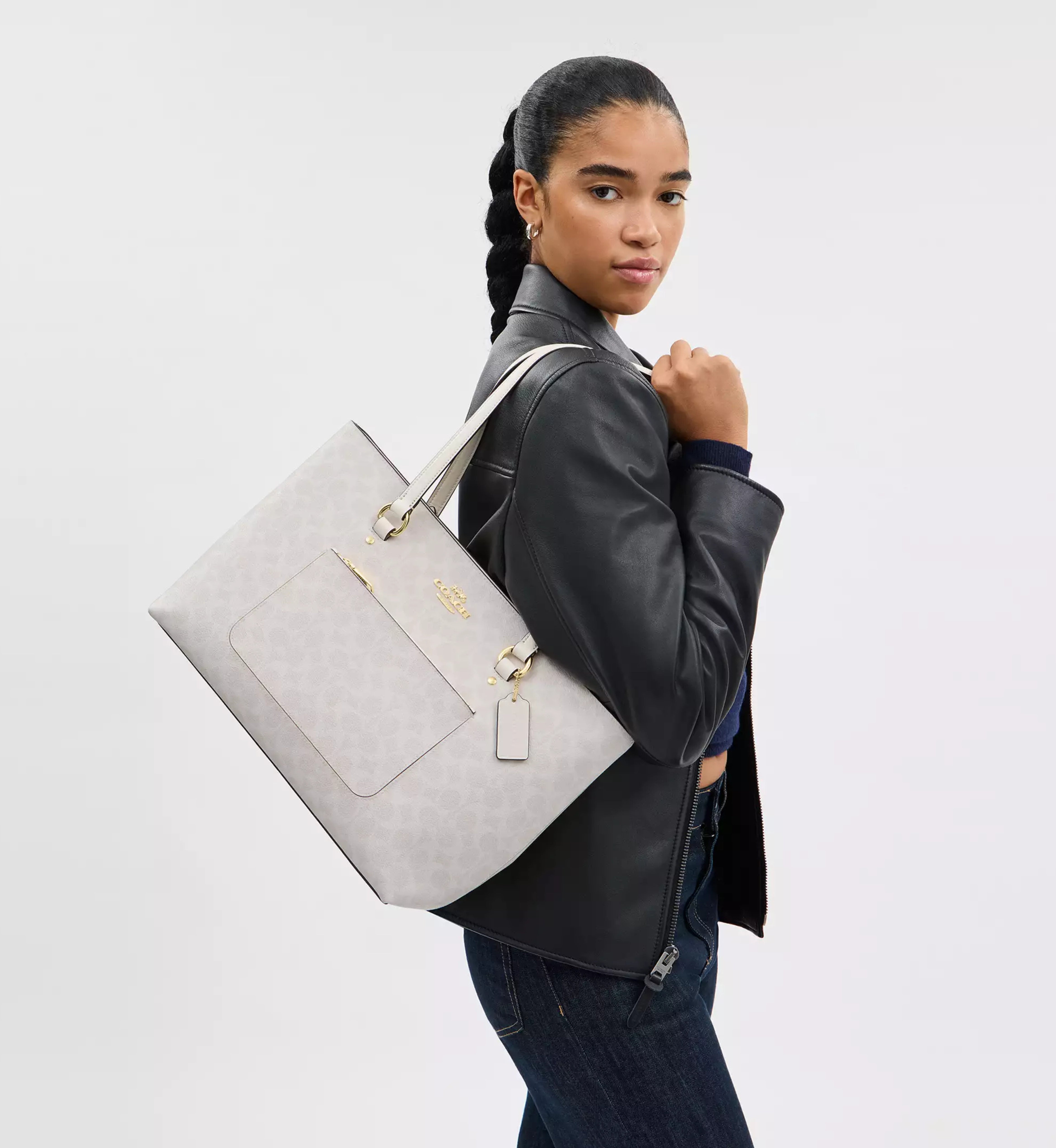 Coach Station Tote Bag In Signature Canvas 'Signature Canvas Gold White Chalk'