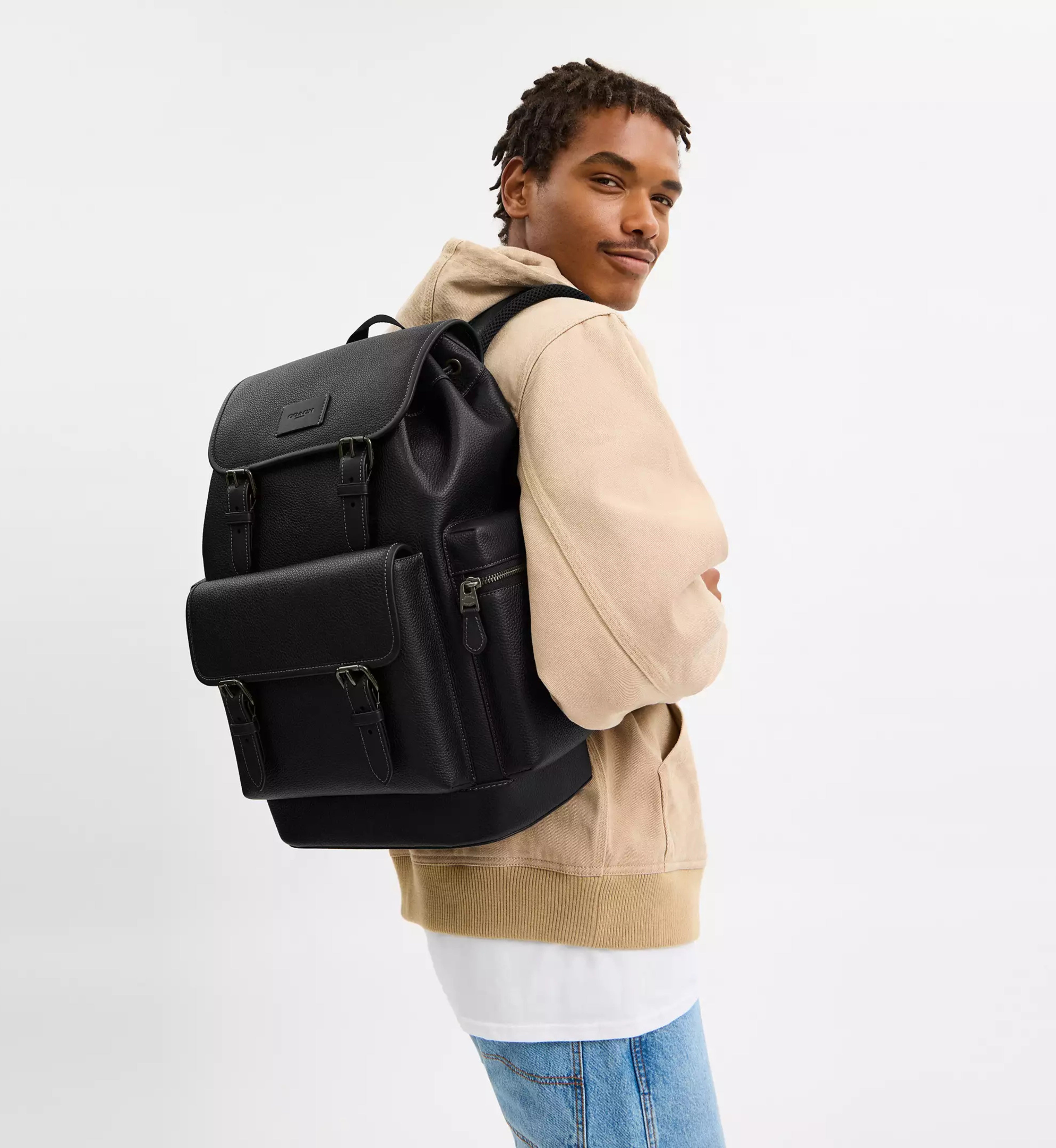 Coach Sprint Backpack 'Pebbled Leather Black Copper Finish Black Black'
