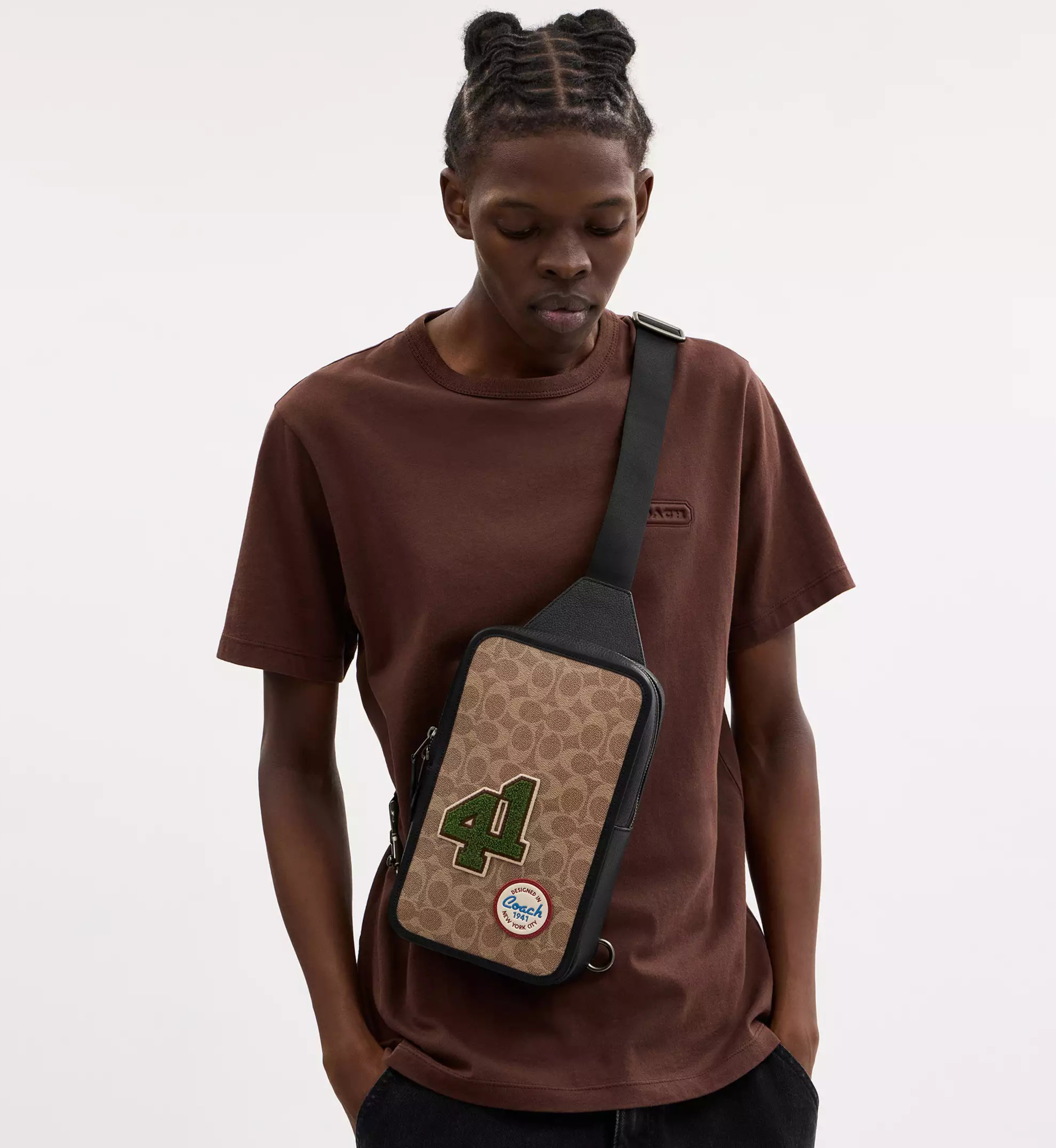 Coach Sullivan Pack In Signature Canvas With Patches 'Signature Canvas Gunmetal Tan Multi'