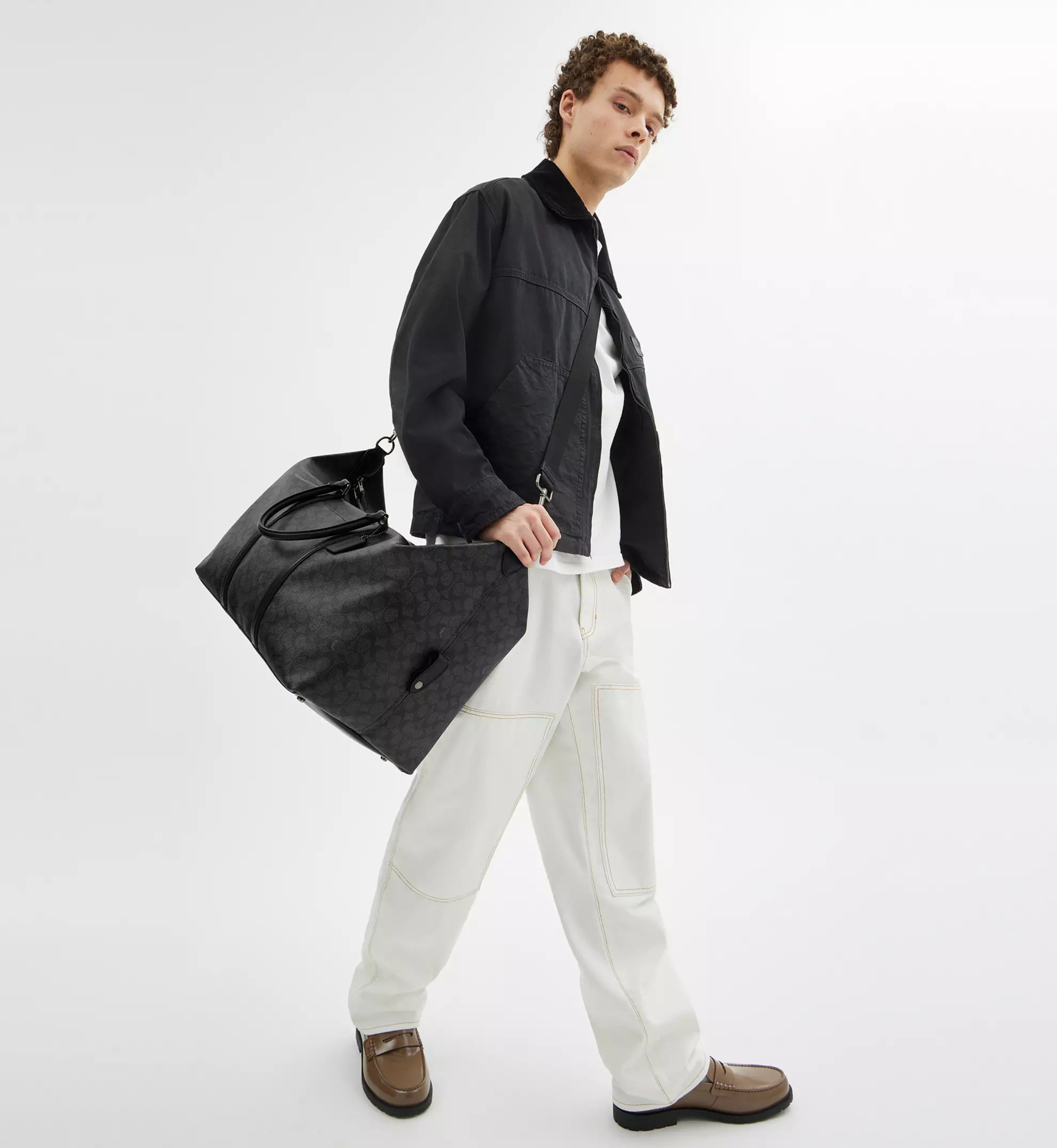 Coach Trekker Bag 52 In Signature Canvas 'Gunmetal Charcoal Black'
