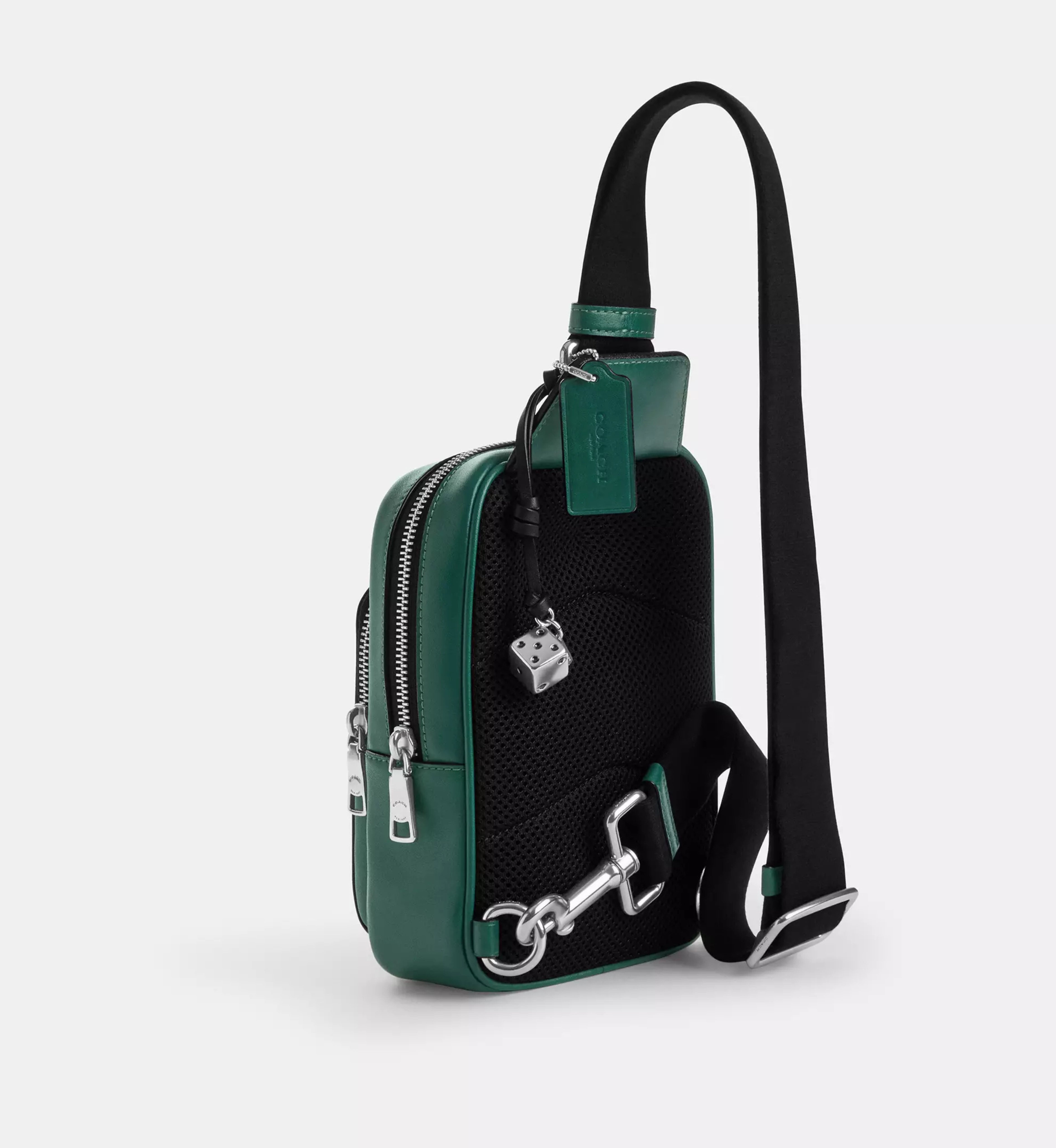 Coach Racer Sling Pack In Signature Canvas With Charms 'Signature Canvas Silver Sea Green'