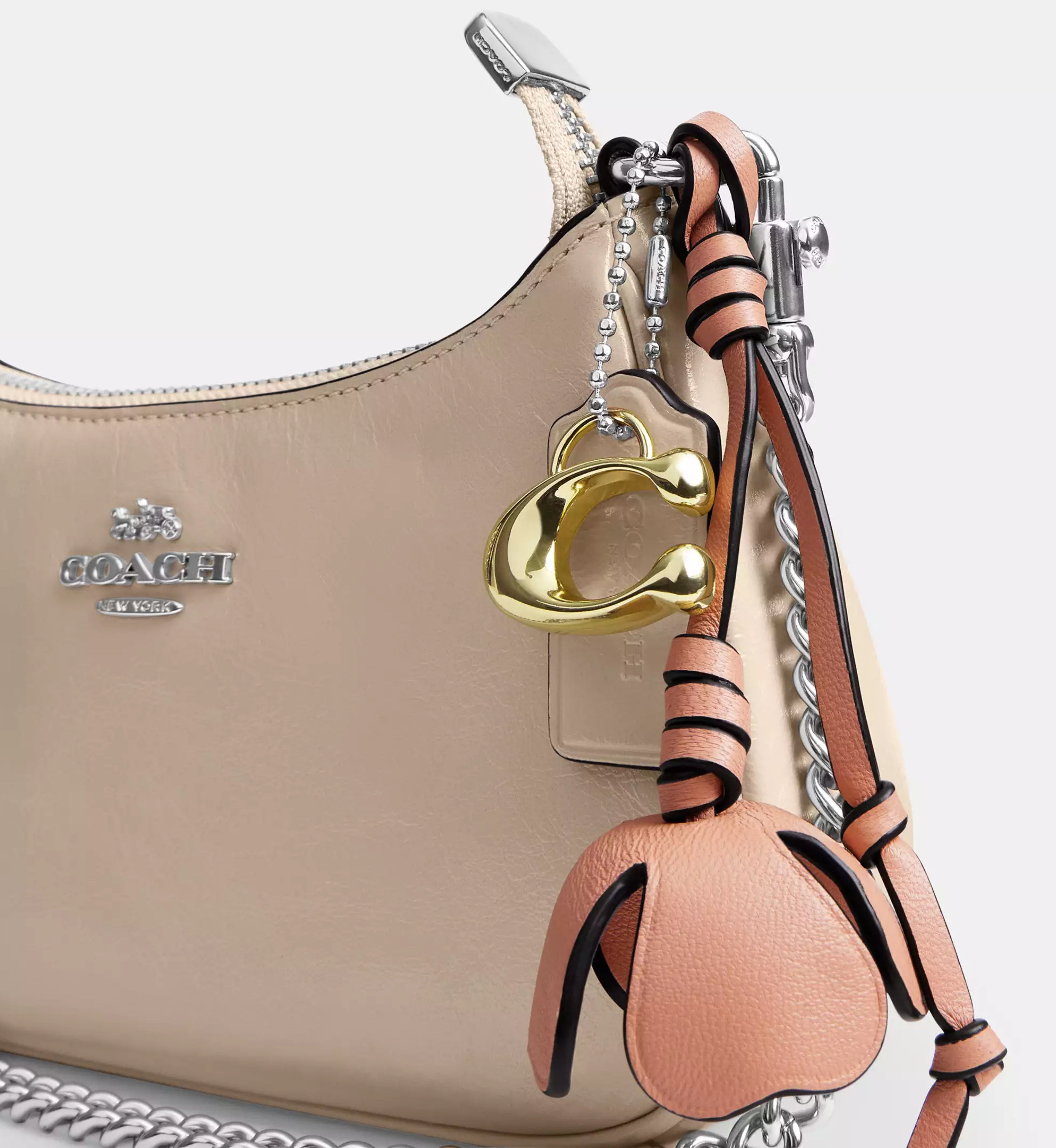 Coach Teri Mini Crossbody Bag With Charms 'Glazed Leather Silver Lvory'