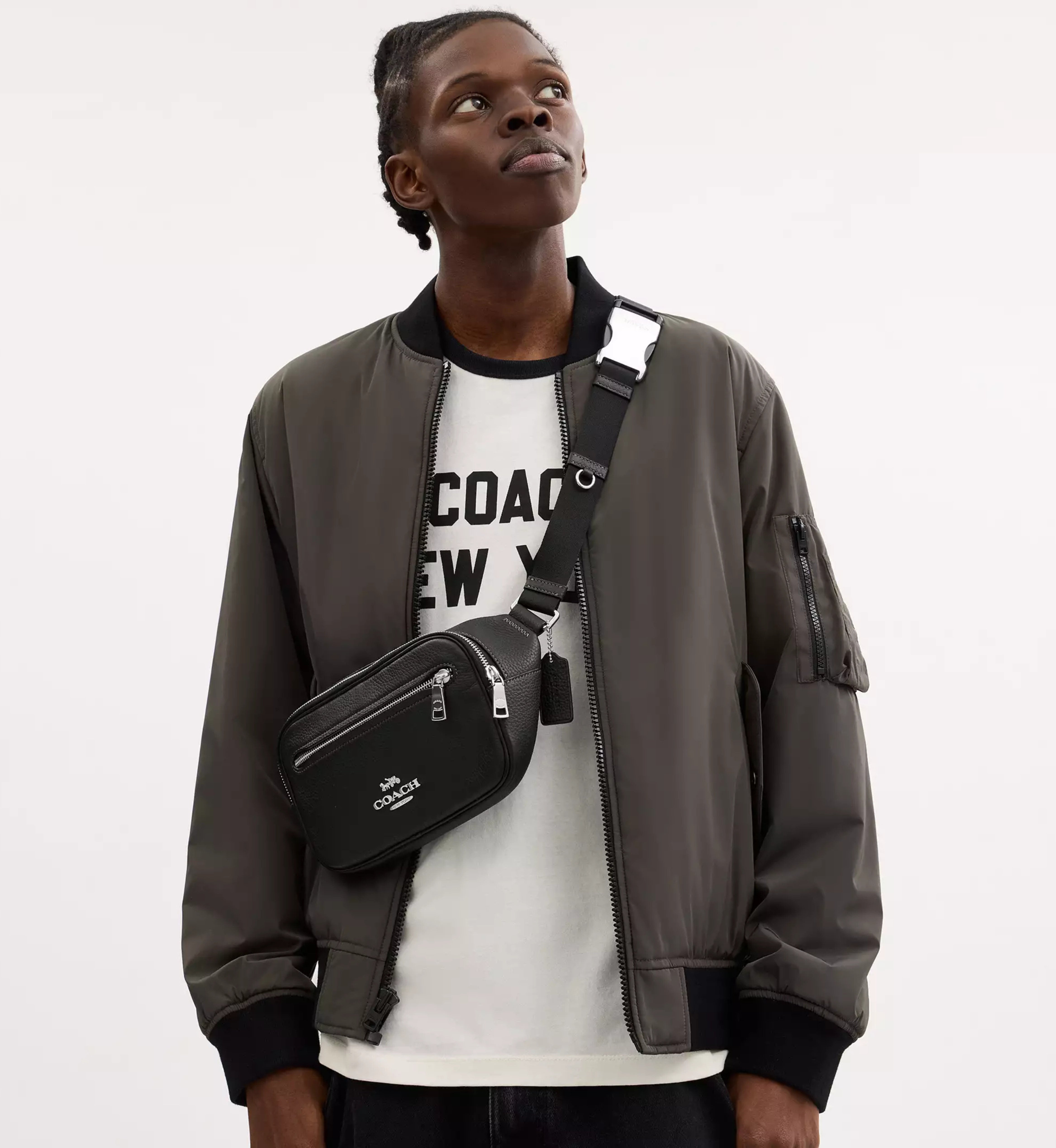 Coach Elias Belt Bag 'Pebbled Leather Silver Black'