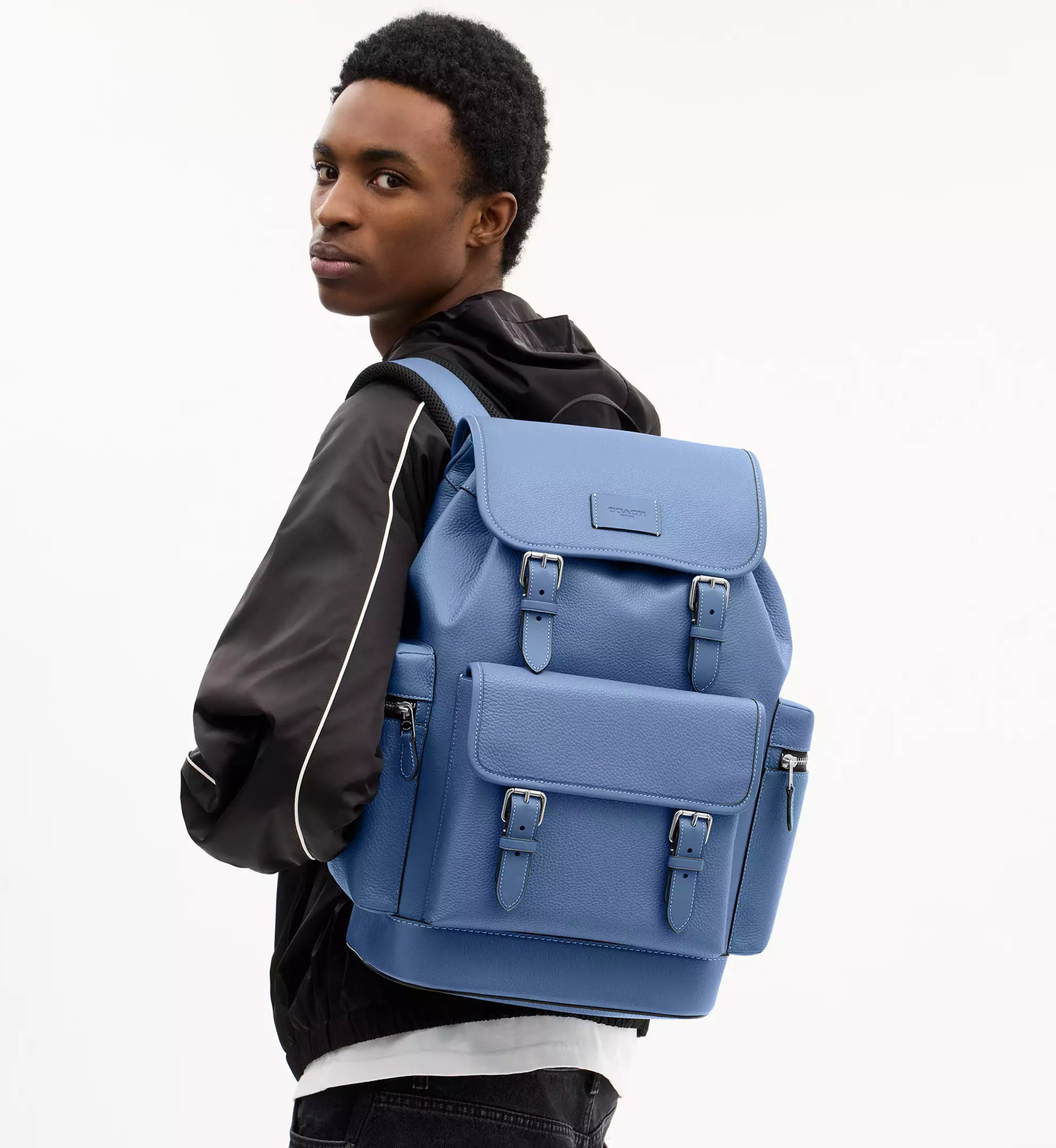 Coach Sprint Backpack 'Pebbled Leather Silver Light Denim'