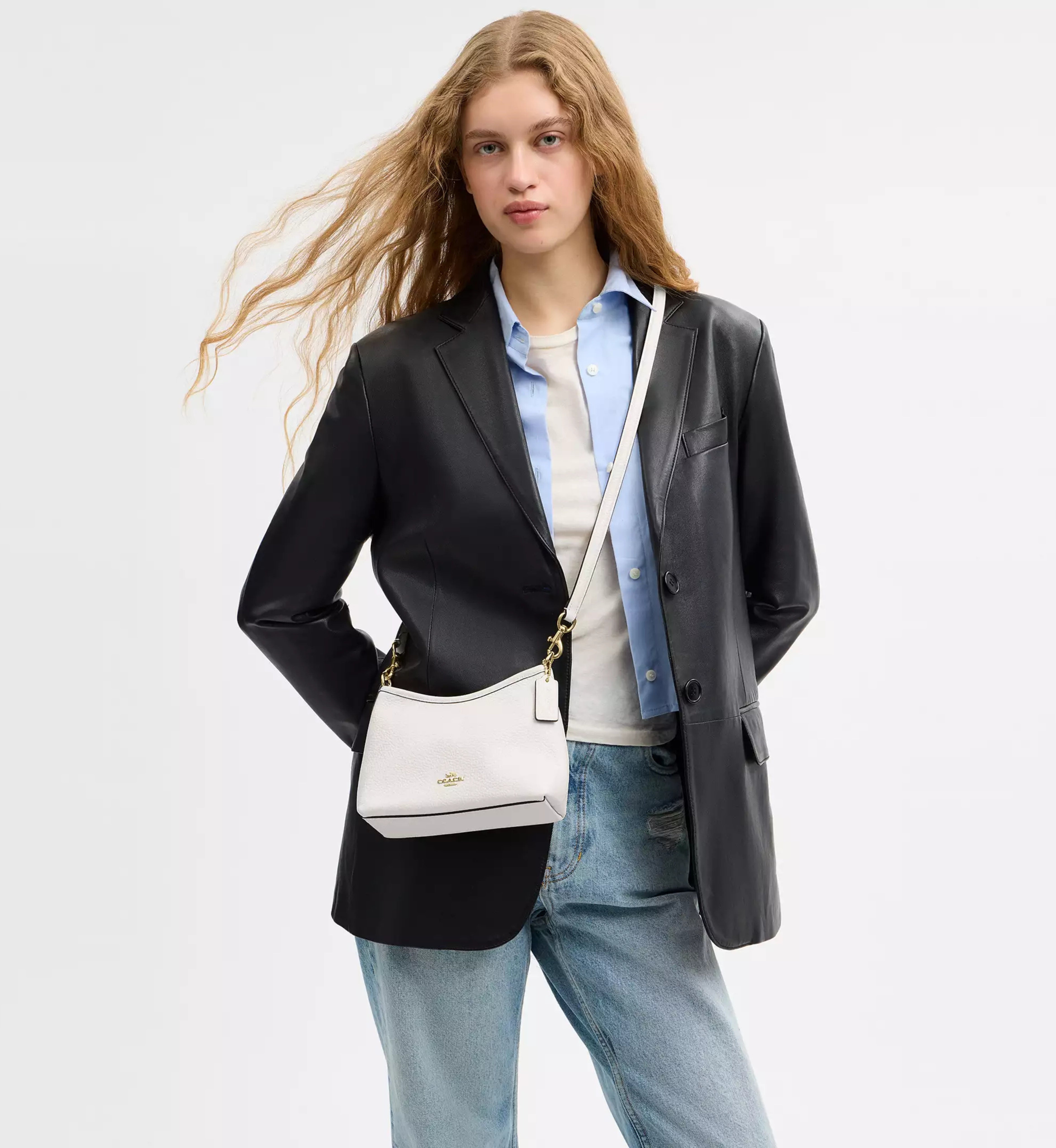 Coach Laurel Small Shoulder Bag 'Pebbled Leather Gold Chalk'