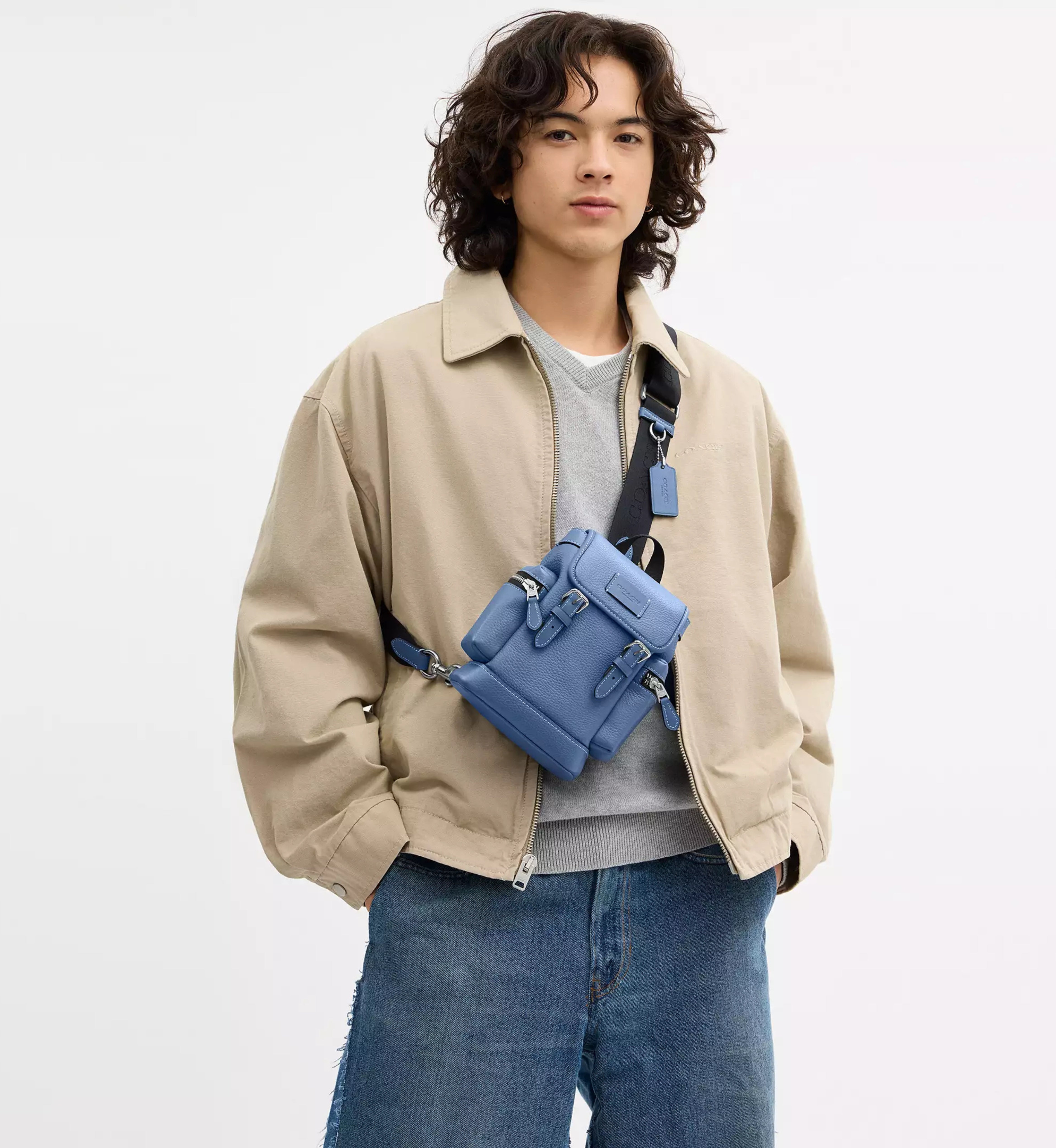 Coach Sprint Sling Pack 'Pebbled Leather Silver Light Denim'