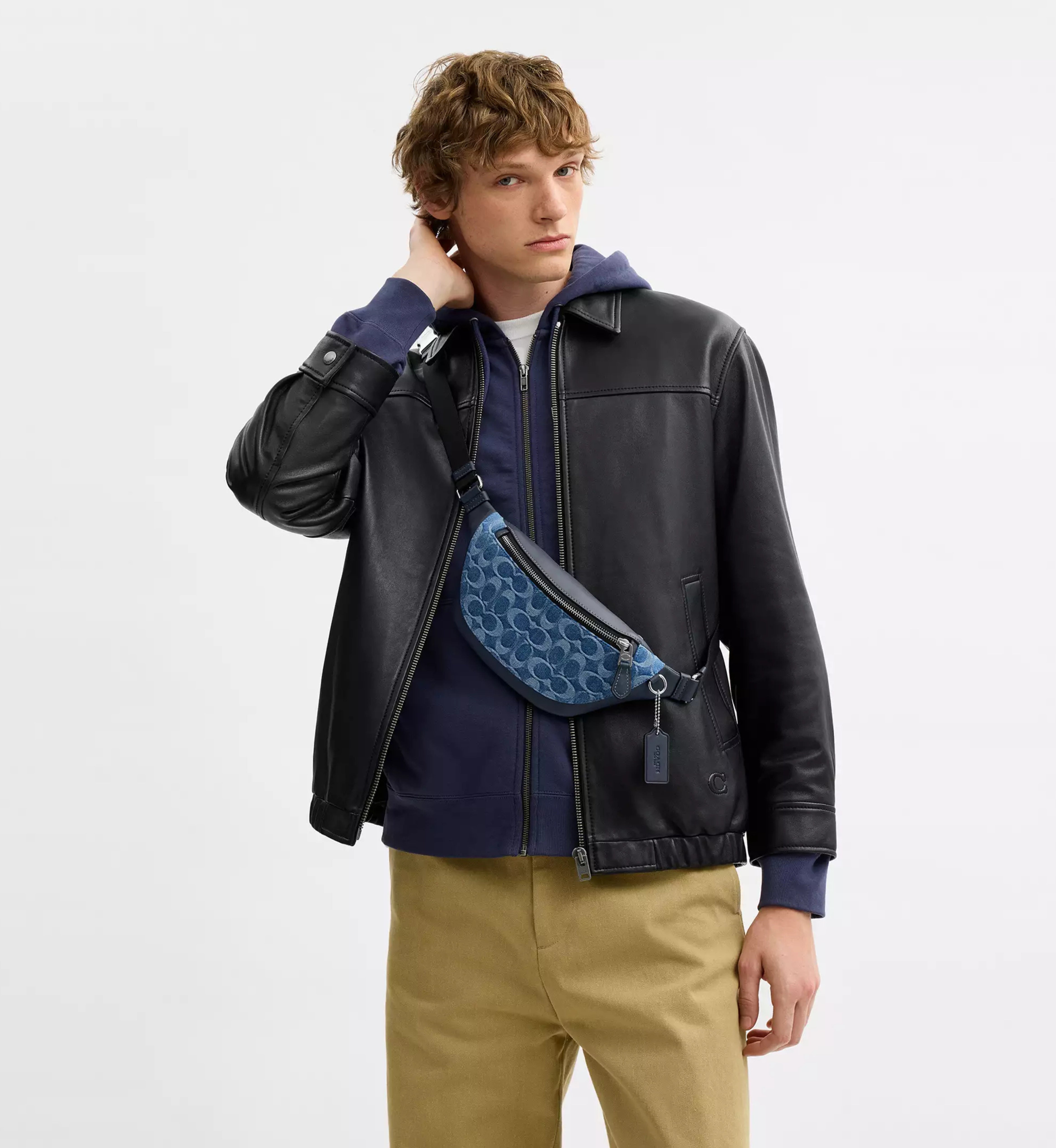 Coach Warren Mini Belt Bag In Signature Denim 'Denim Silver Denim'