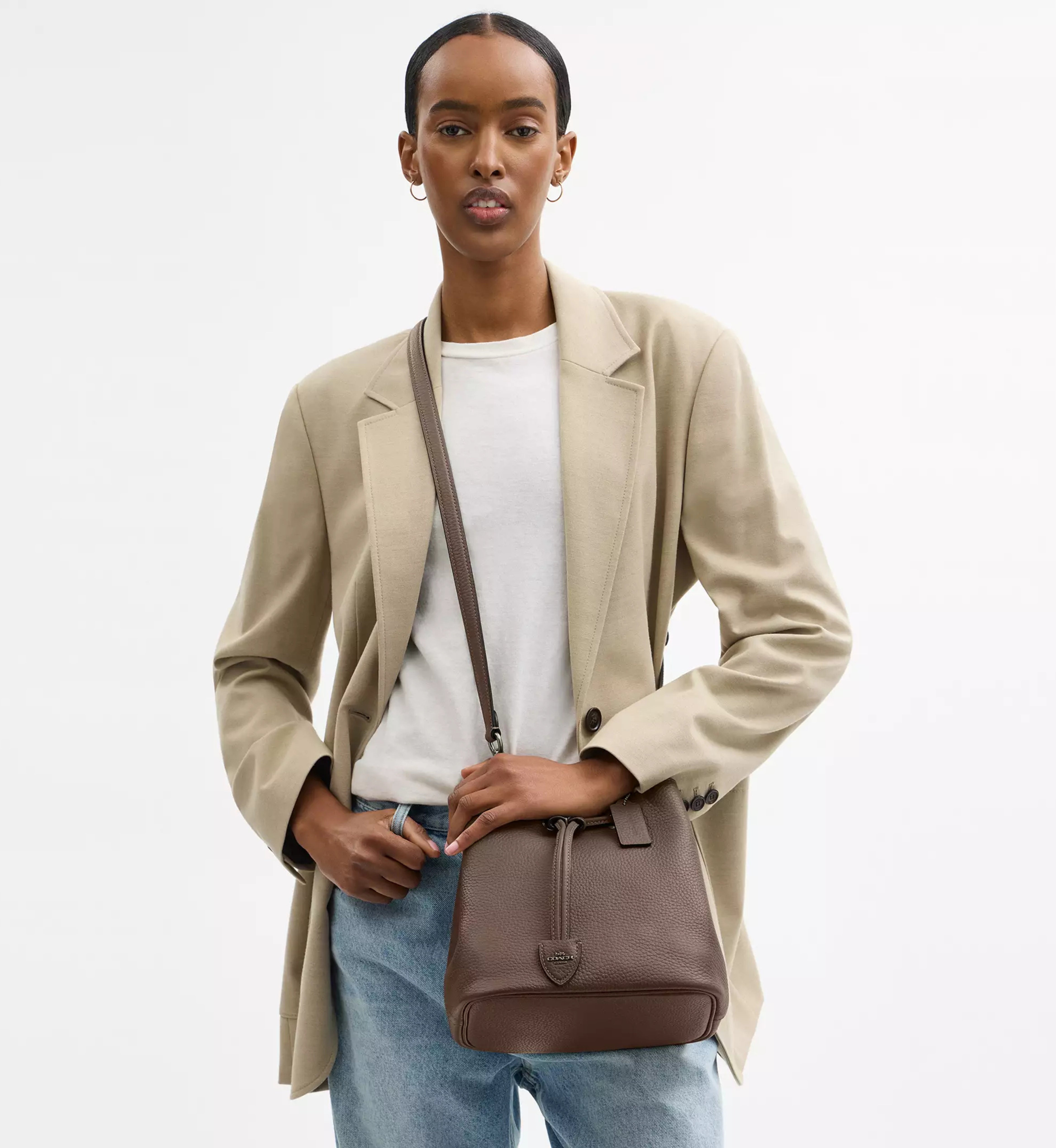 Coach Rowan Bucket Bag 'Pebbled Leather Gunmetal Dark Stone'