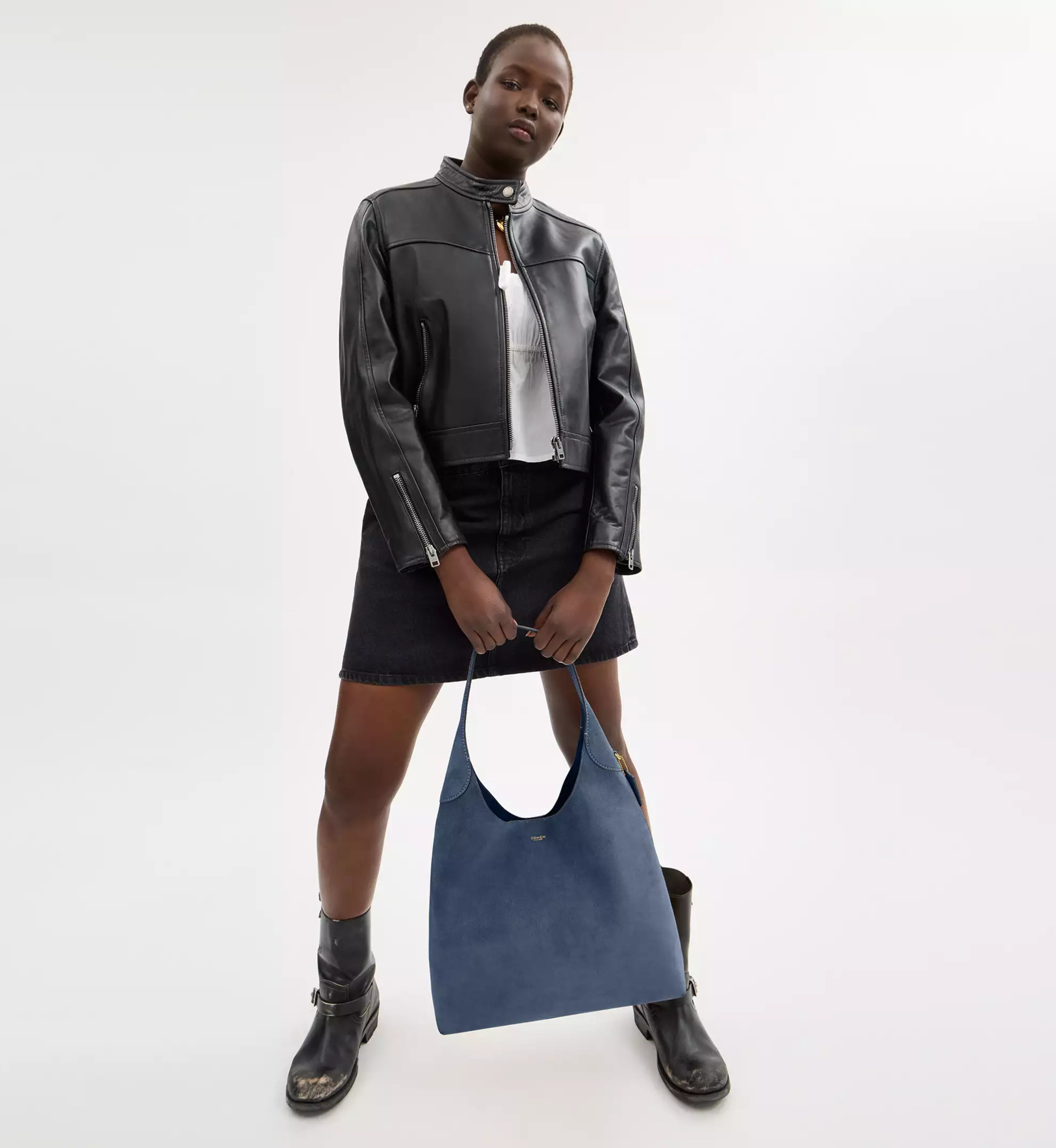 Coach Brooklyn Shoulder Bag 39 'Suede Brass Light Denim'