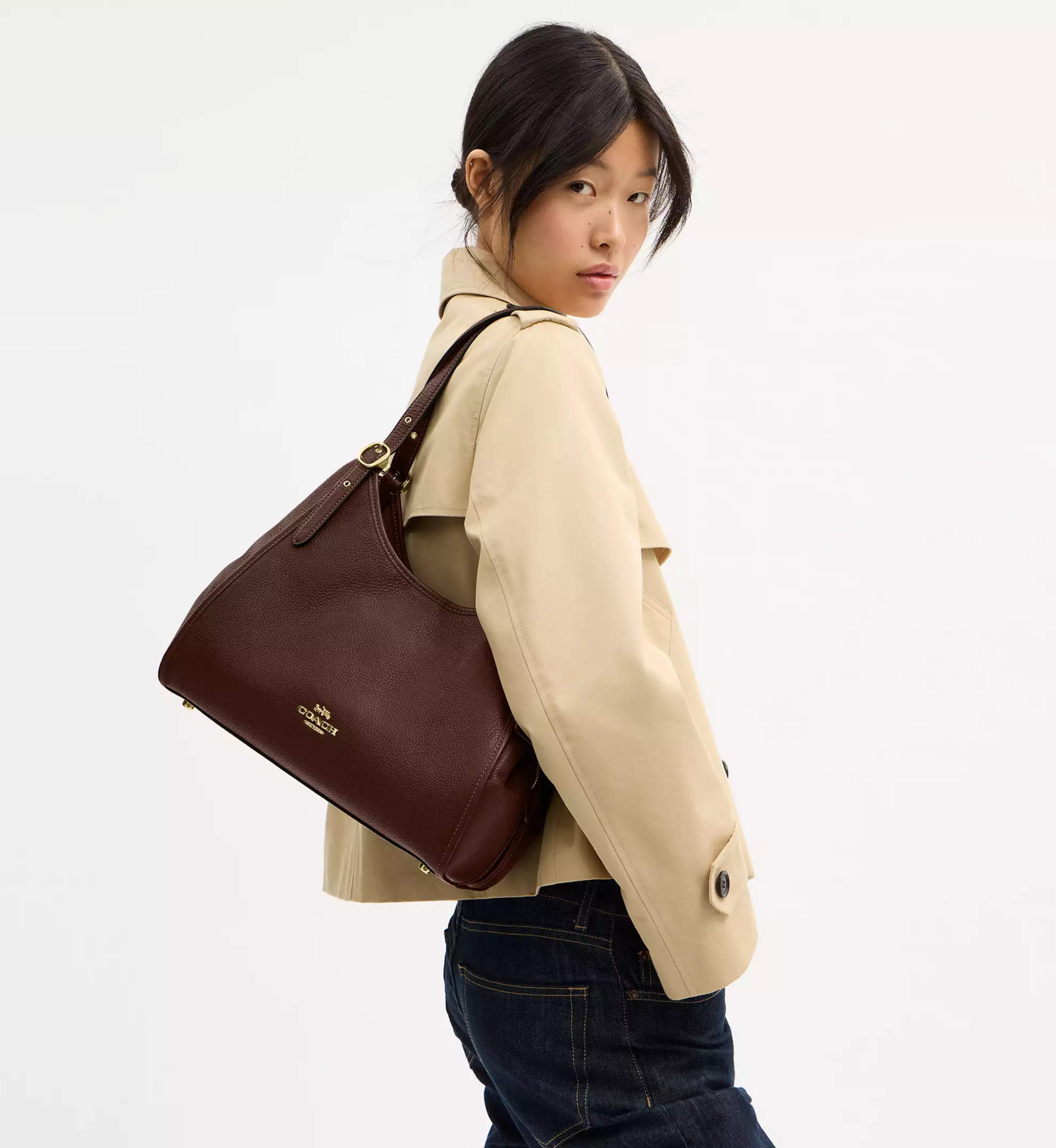 Coach Erin Shoulder Bag 'Pebbled Leather Gold Maple'