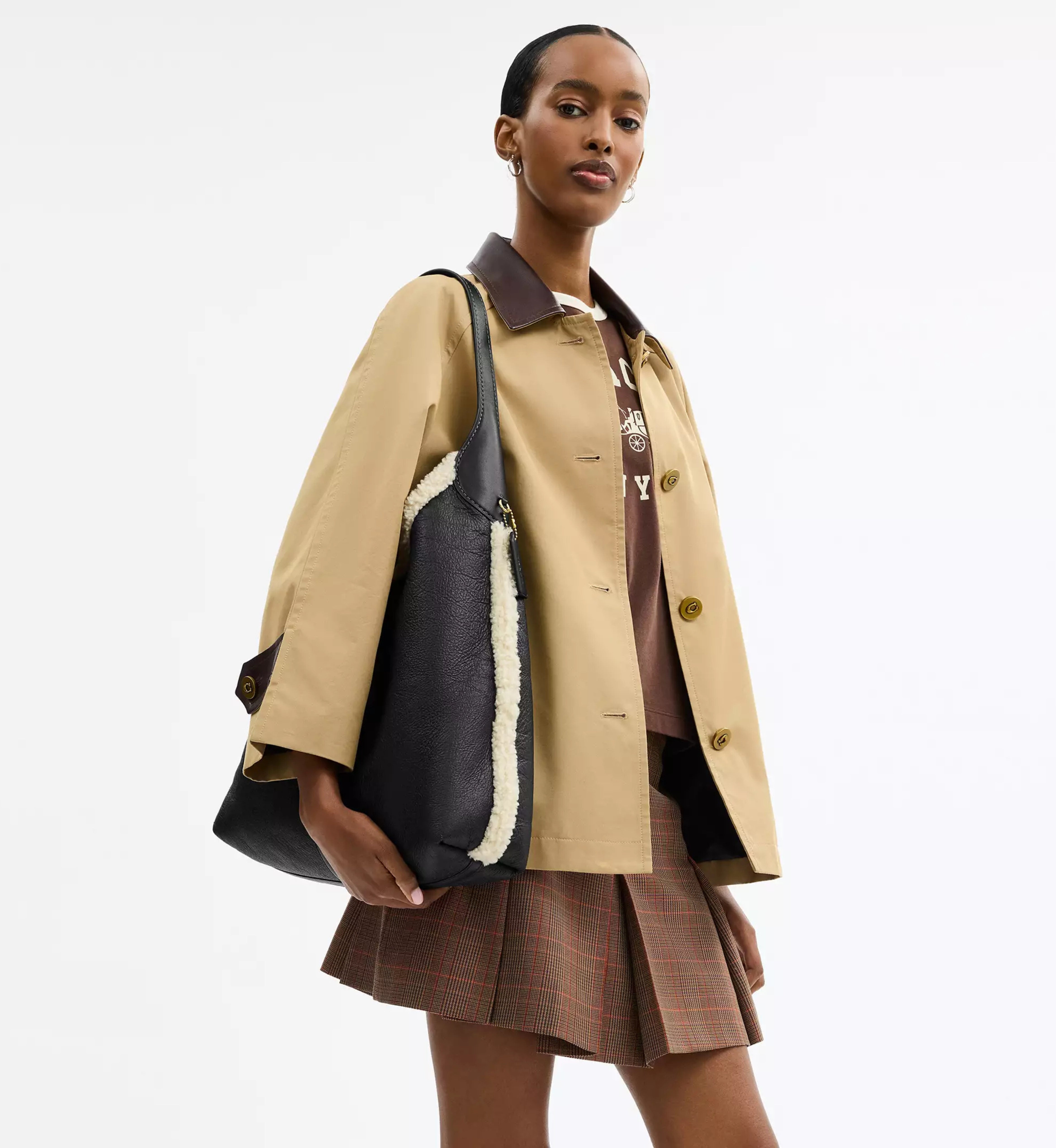 Coach Brooklyn Shoulder Bag 39 In Shearling 'Shearling Brass Black Natural'