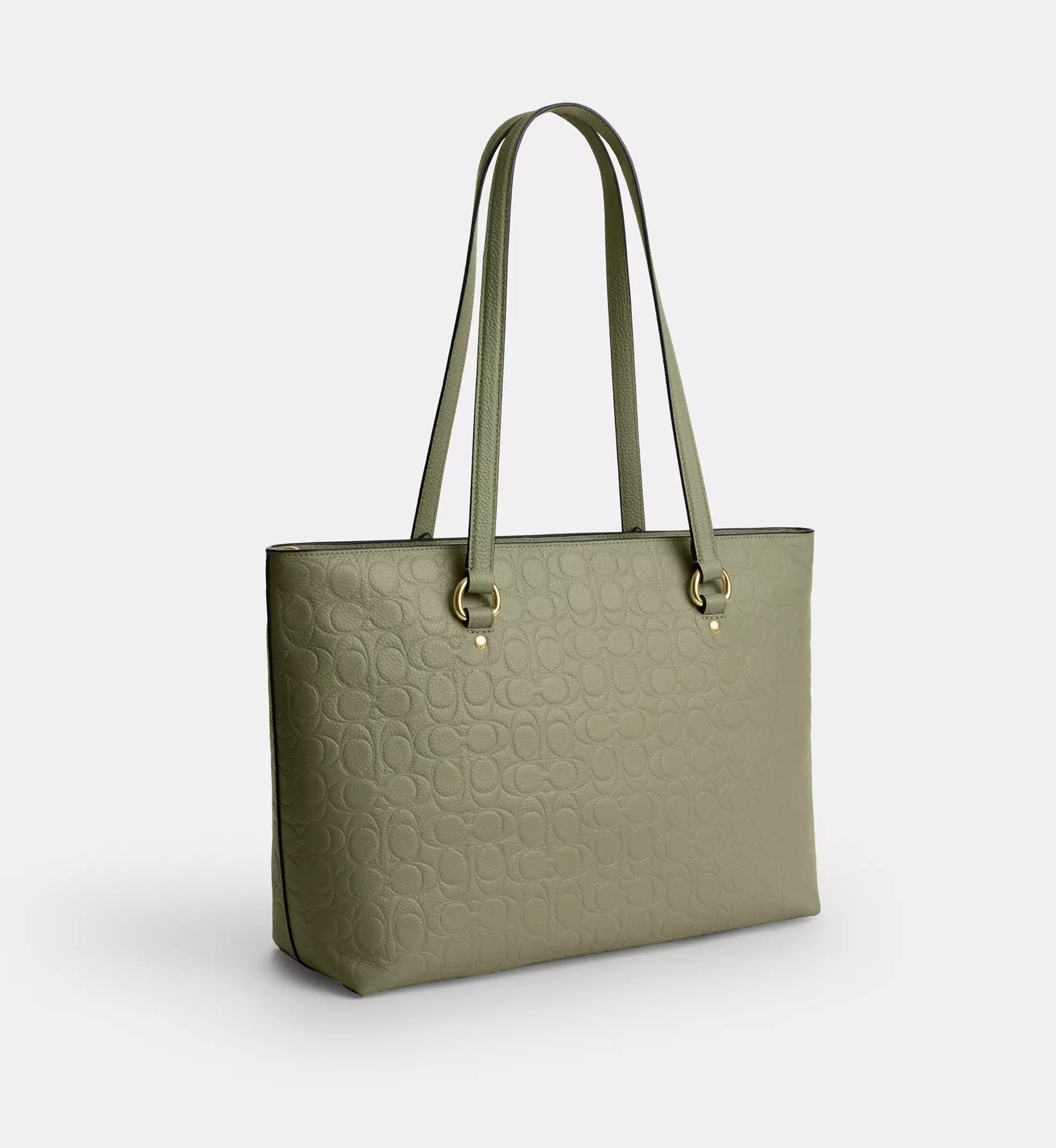 Coach Station Tote Bag In Signature Leather 'Pebbled Leather Gold Pistachio'