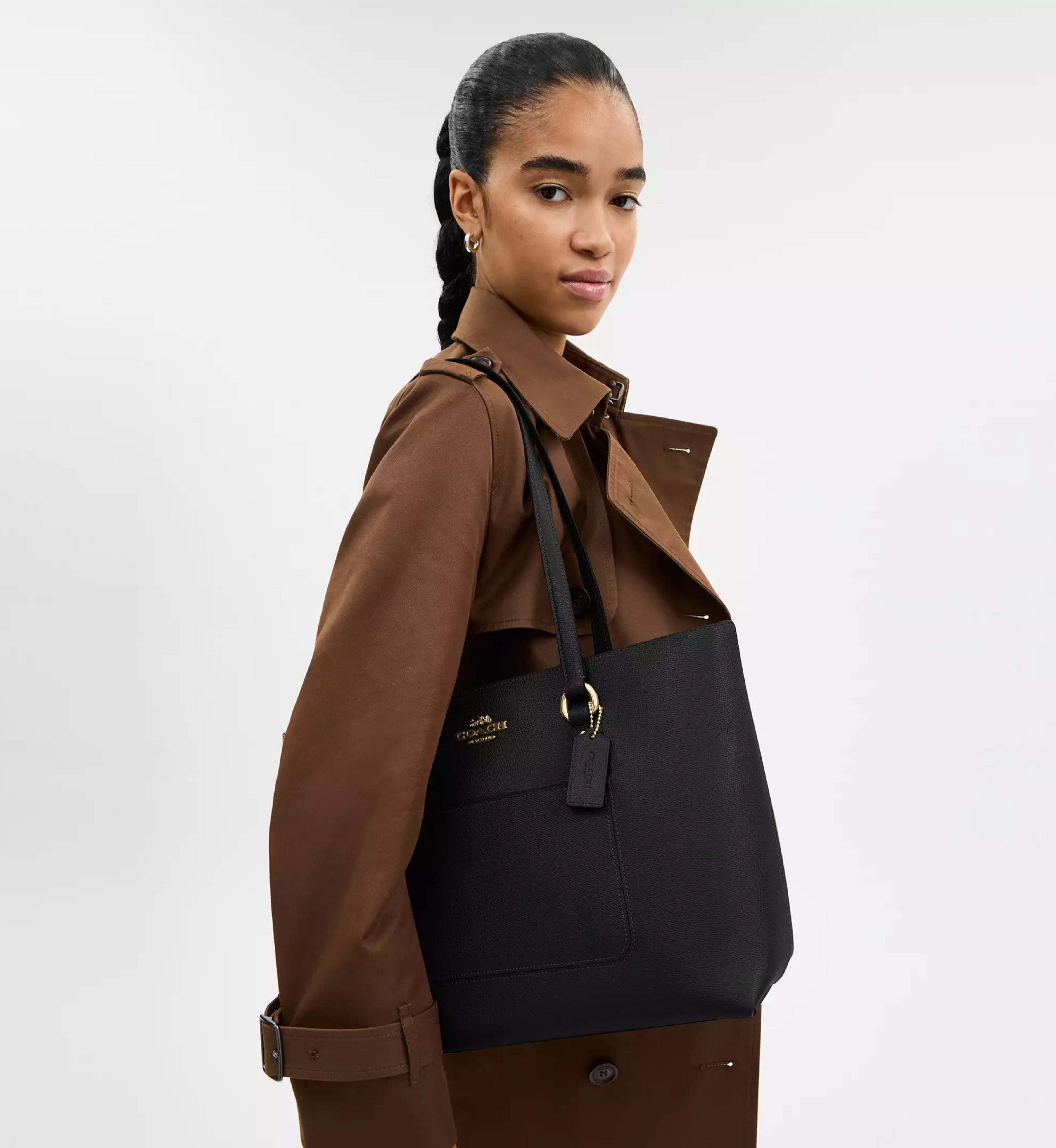 Coach Station Tote Bag 'Crossgrain Leather Gold Black'