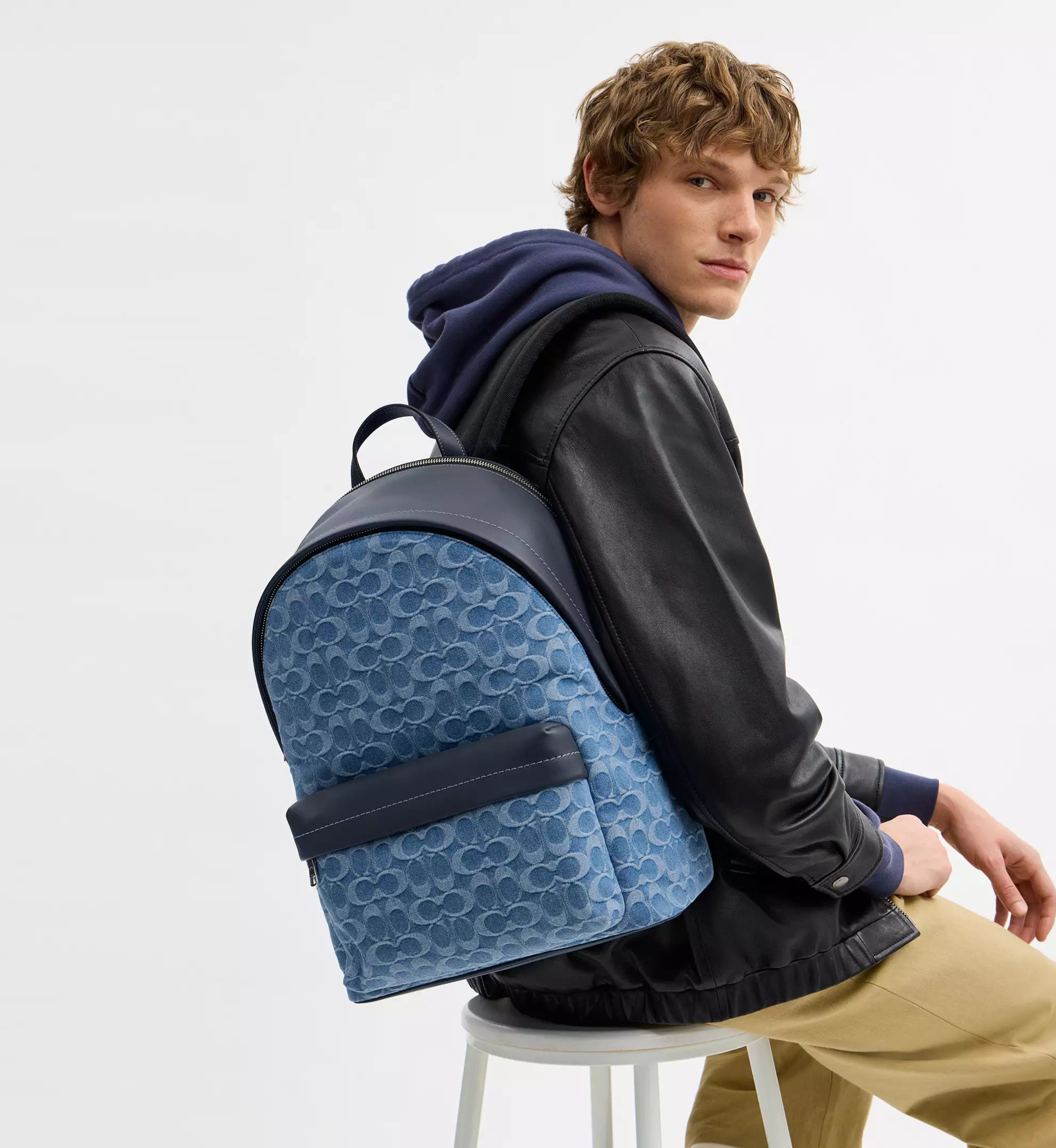 Coach Taylor Backpack In Signature Denim 'Denim Silver Denim'