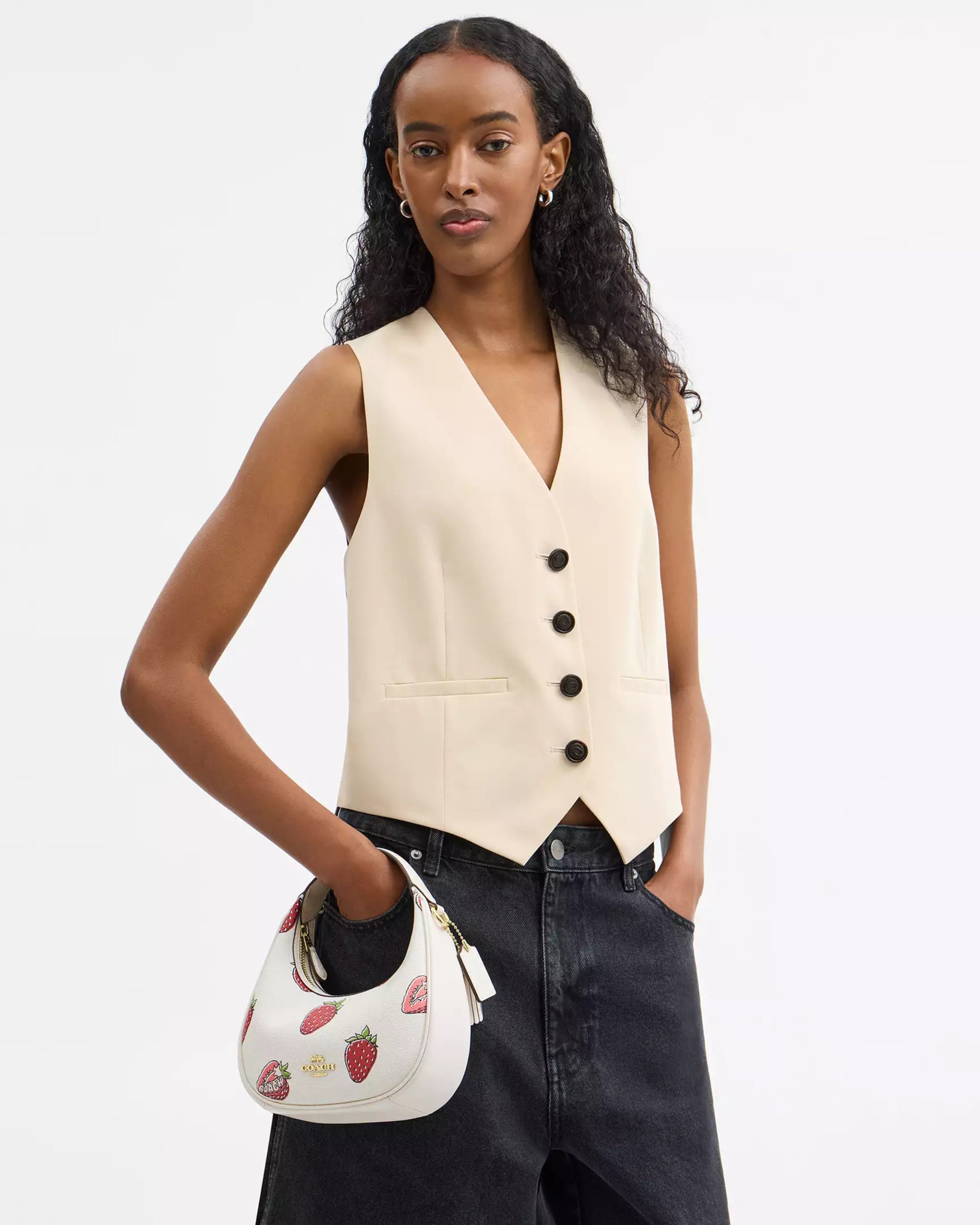 Coach Carmen Mini Crossbody Bag With Strawberry Print 'Gold/Chalk Multi'