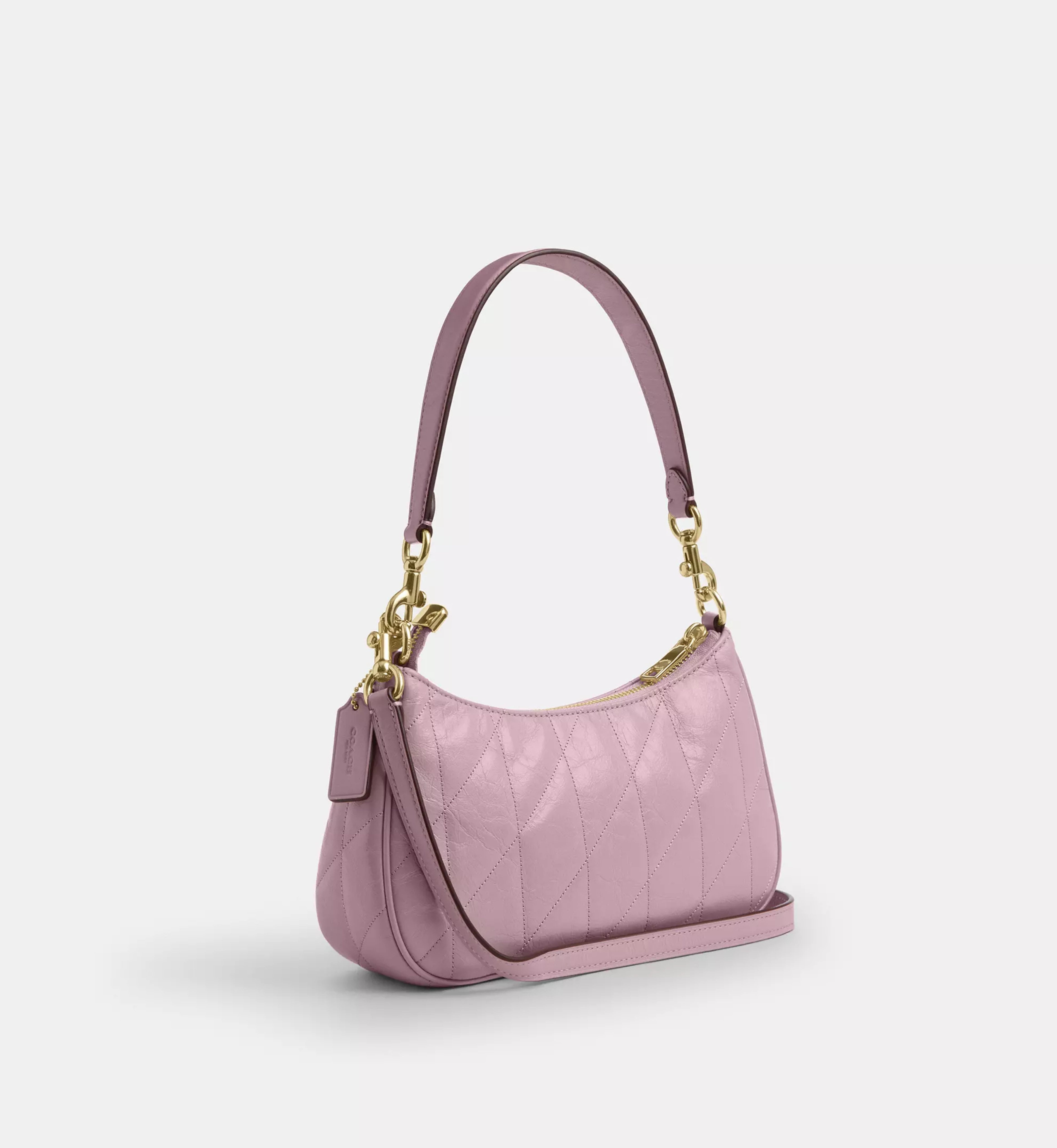 Coach Teri Shoulder Bag With Quilting 'Crinkle Leather Gold Carnation'