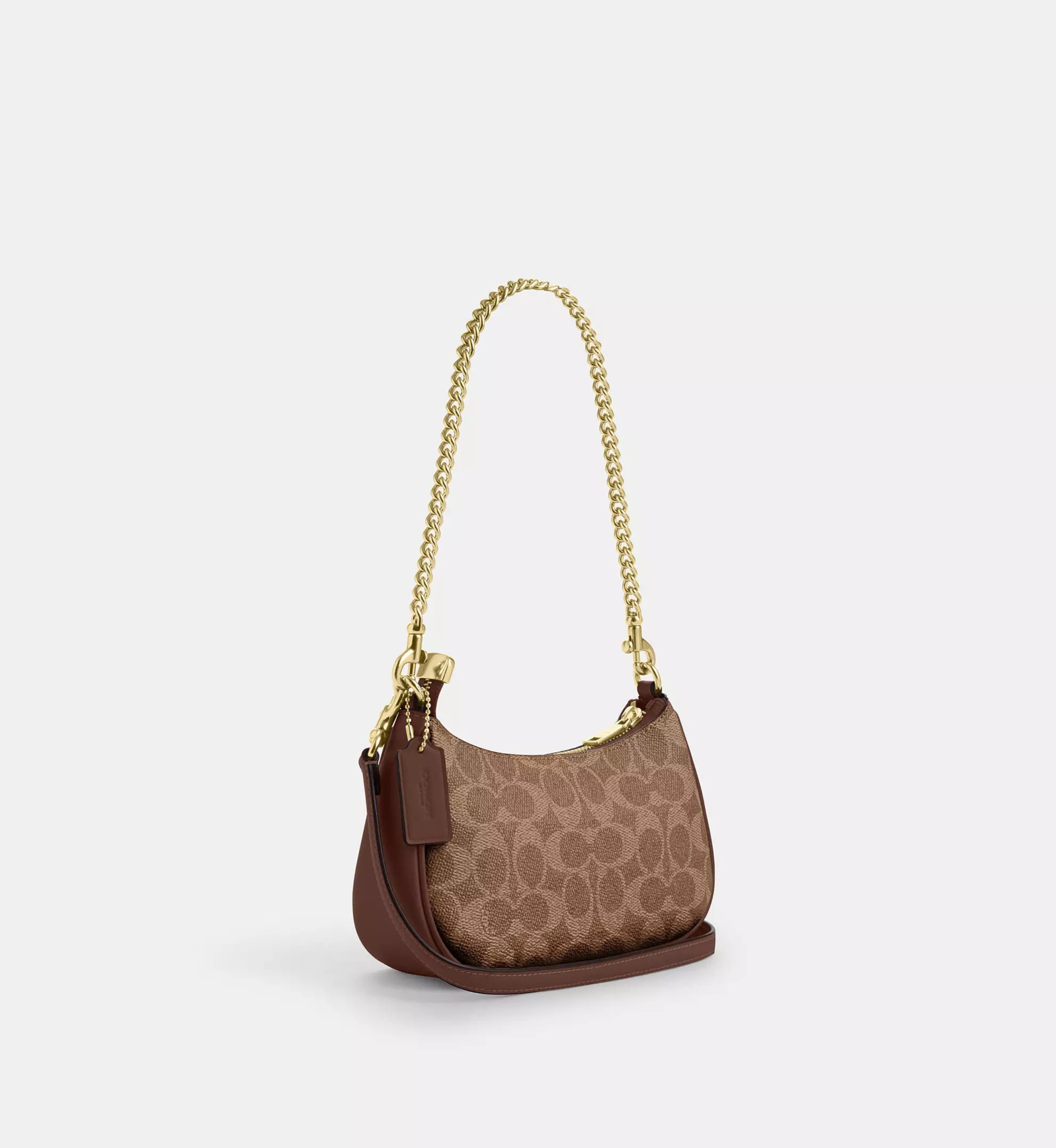 Coach Teri Mini Crossbody Bag In Signature Canvas 'Signature Canvas Gold Tan Brown'