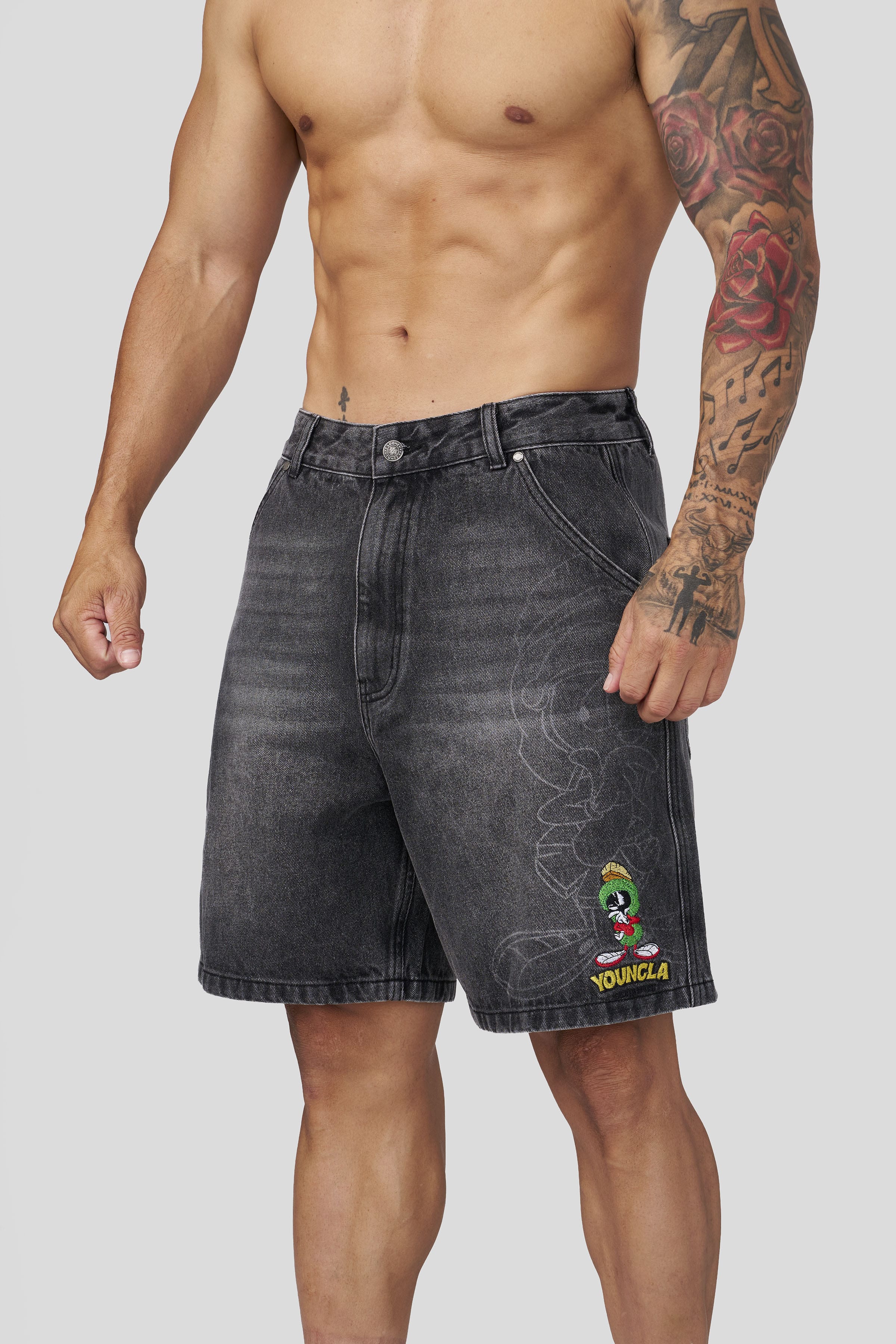 Young La 6079 - Looney Tunes Jorts 'Black Wash'