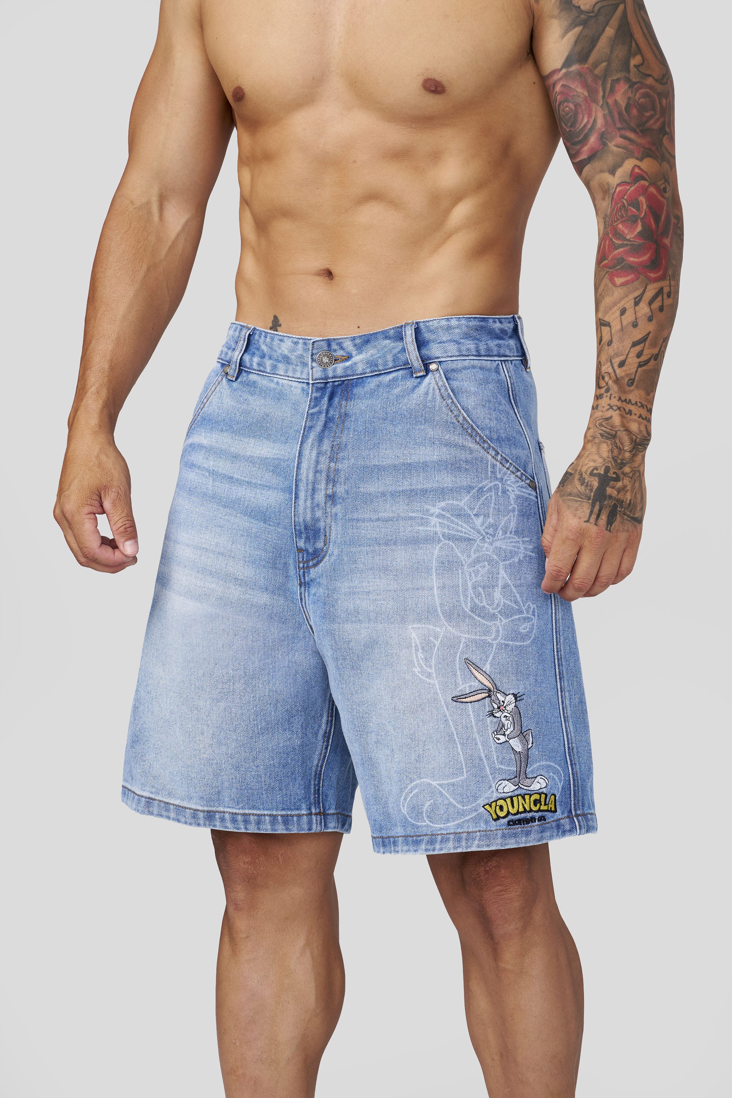Young La 6079 - Looney Tunes Jorts 'Blue Wash'