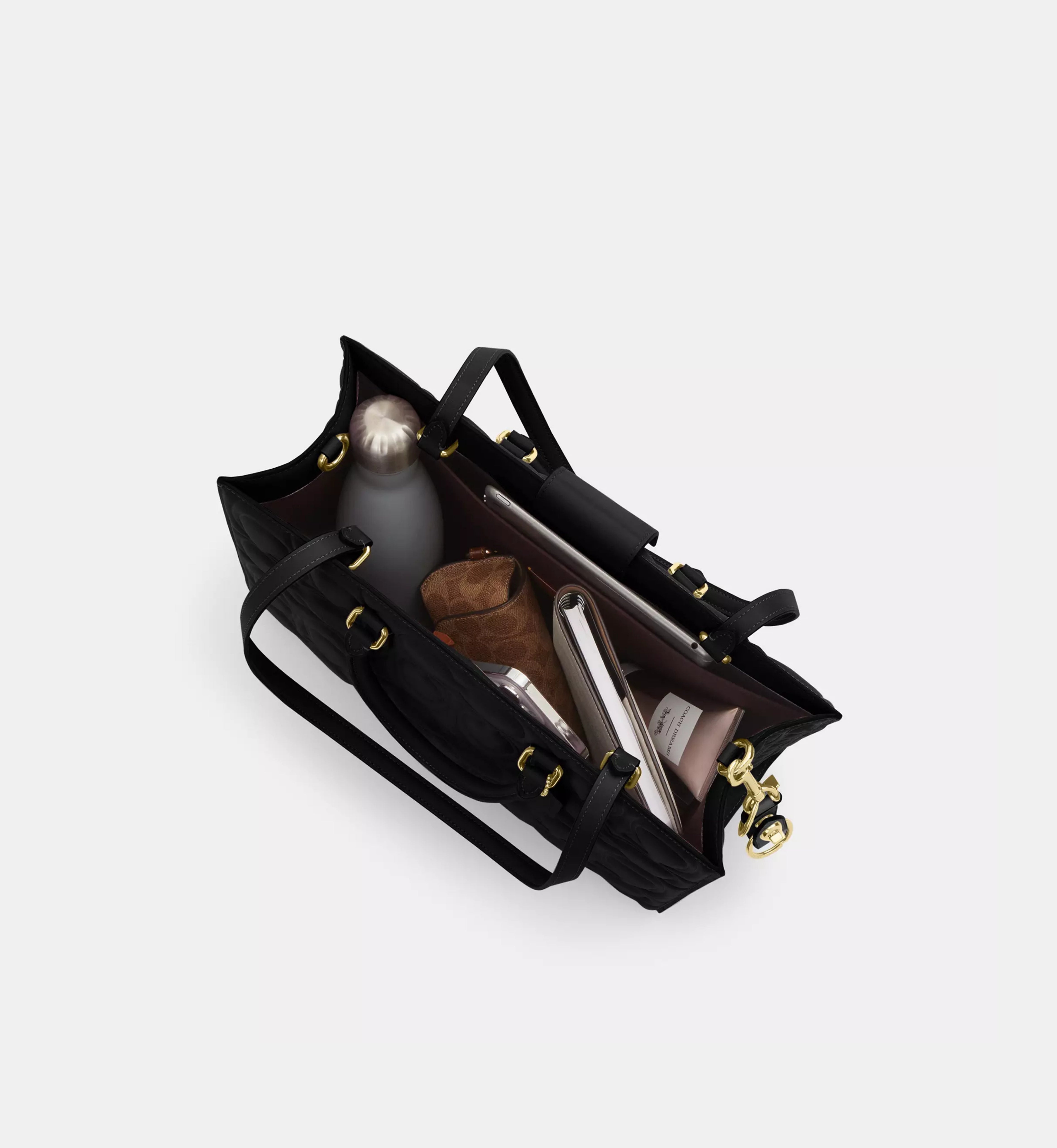 Coach Maggie Tote Bag In Signature Leather 'Smooth Leather Gold Black'