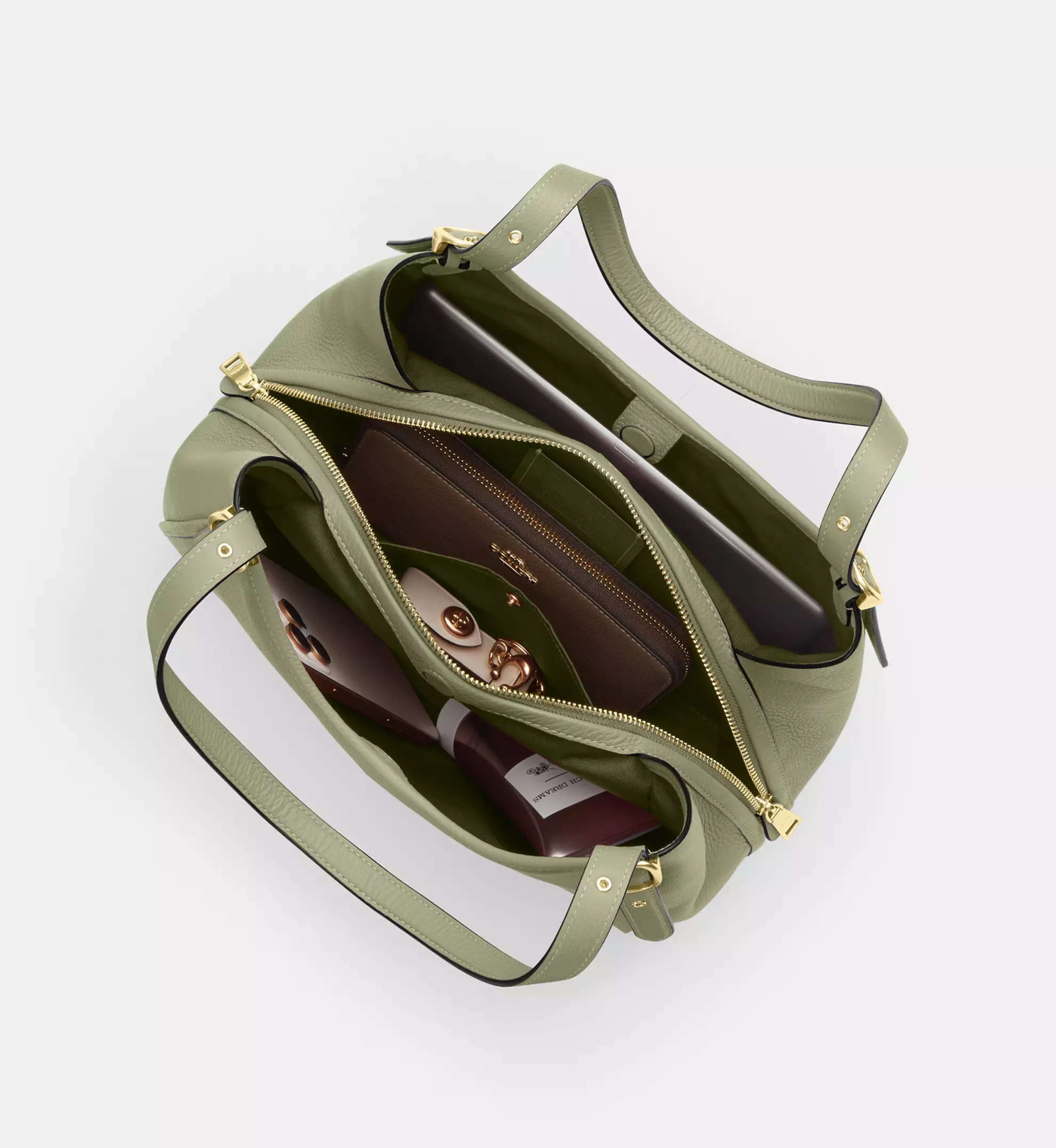Coach Erin Shoulder Bag 'Pebbled Leather Gold Pistachio'