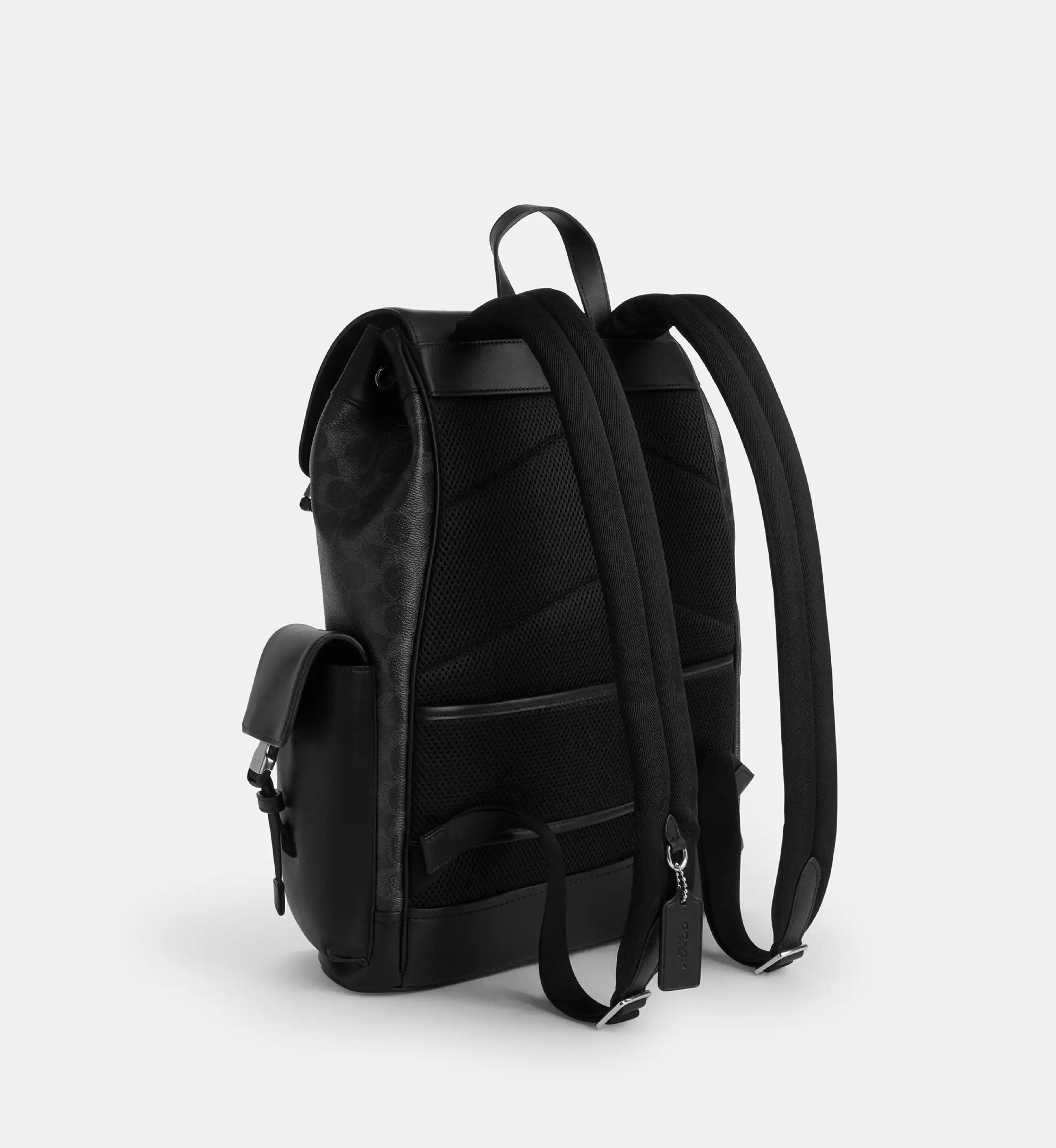 Coach Clark Backpack In Signature Canvas With Varsity Stripe 'Signature Canvas Silver Black Multi'