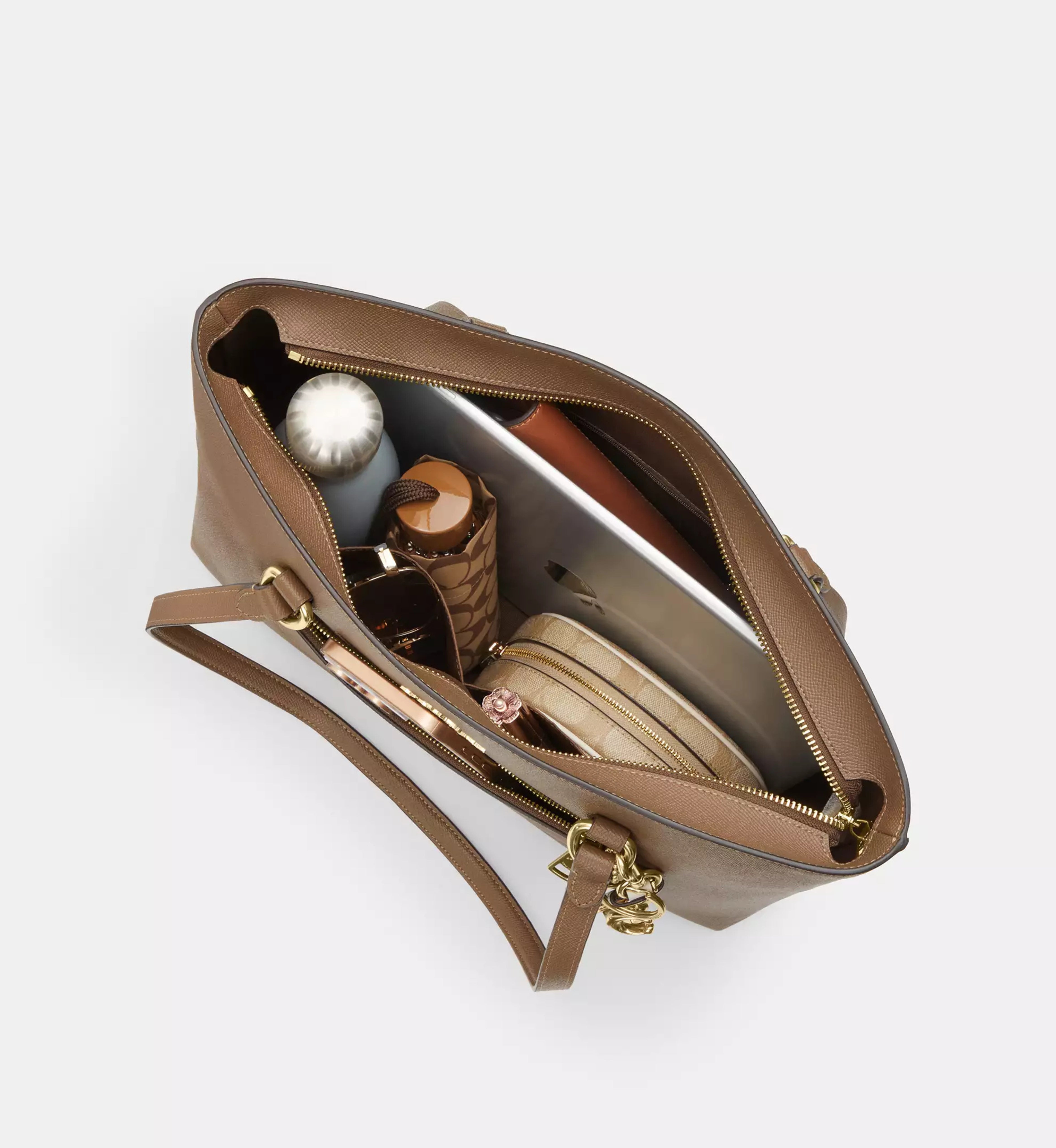 Coach Station Tote Bag 'Crossgrain Leather Gold Dark Stone'