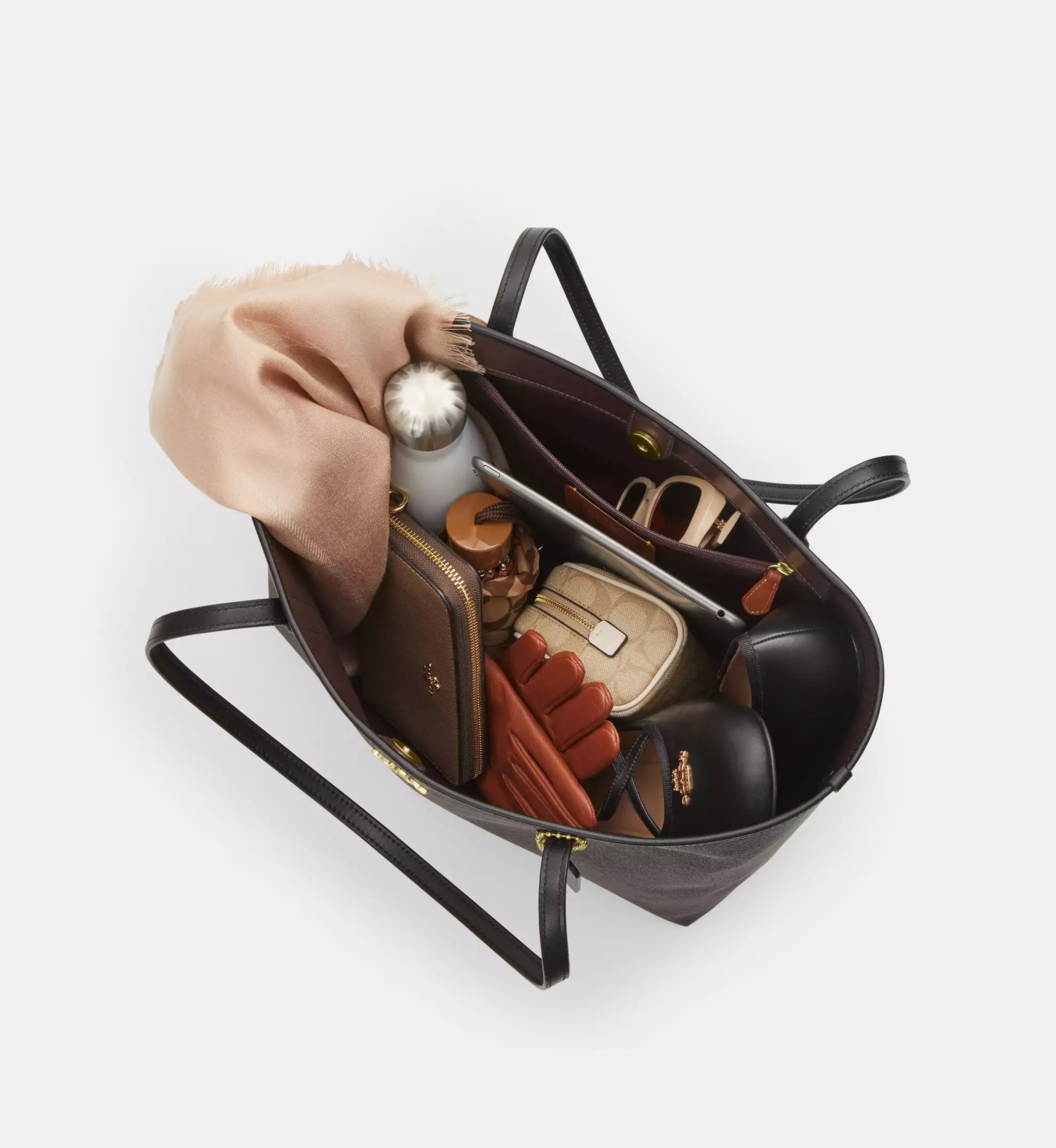 Coach City Tote Bag In Signature Canvas 'Signature Canvas Gold Walnut Black'