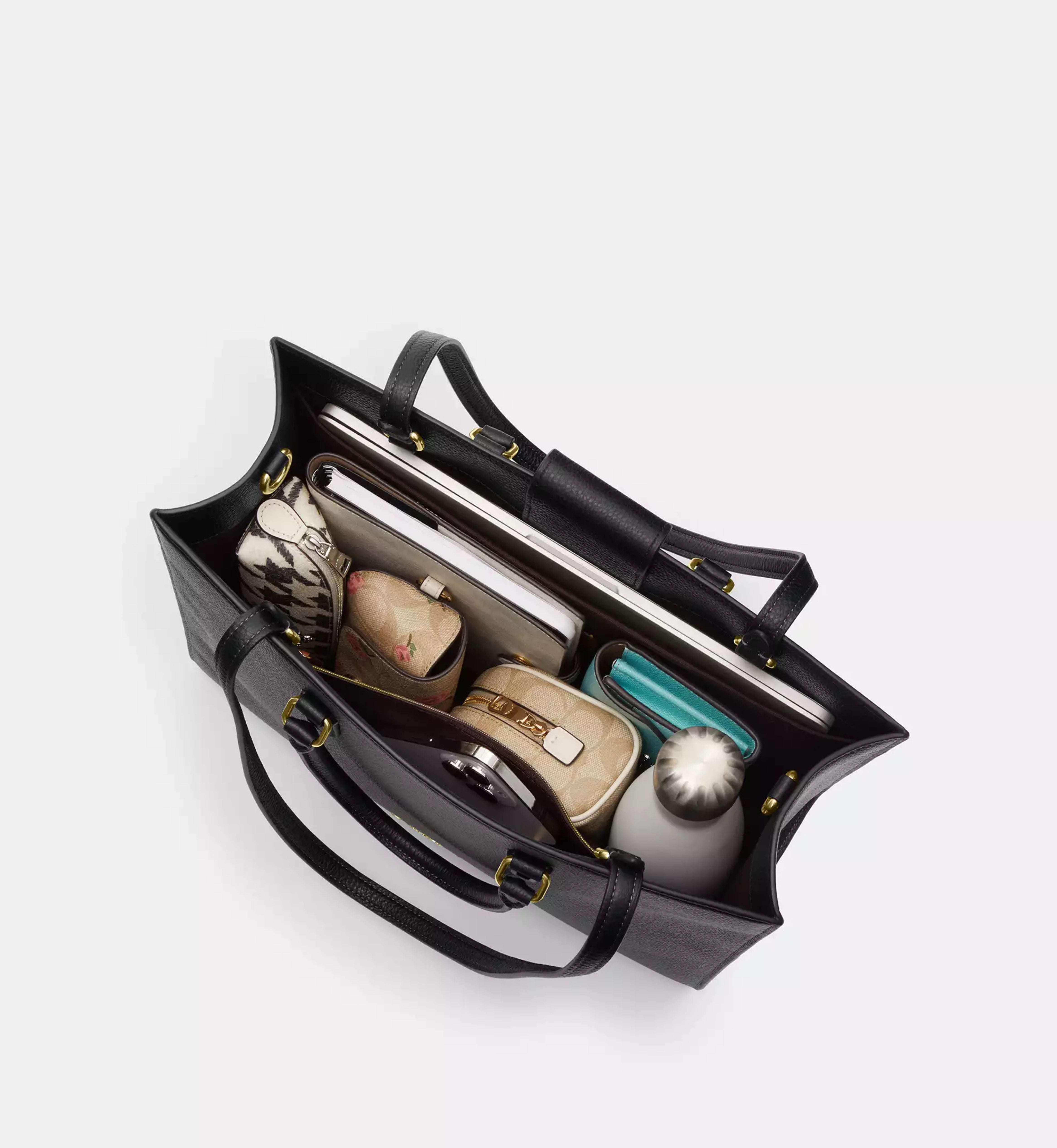 Coach Maggie Tote Bag 'Pebbled Leather Gold Black'