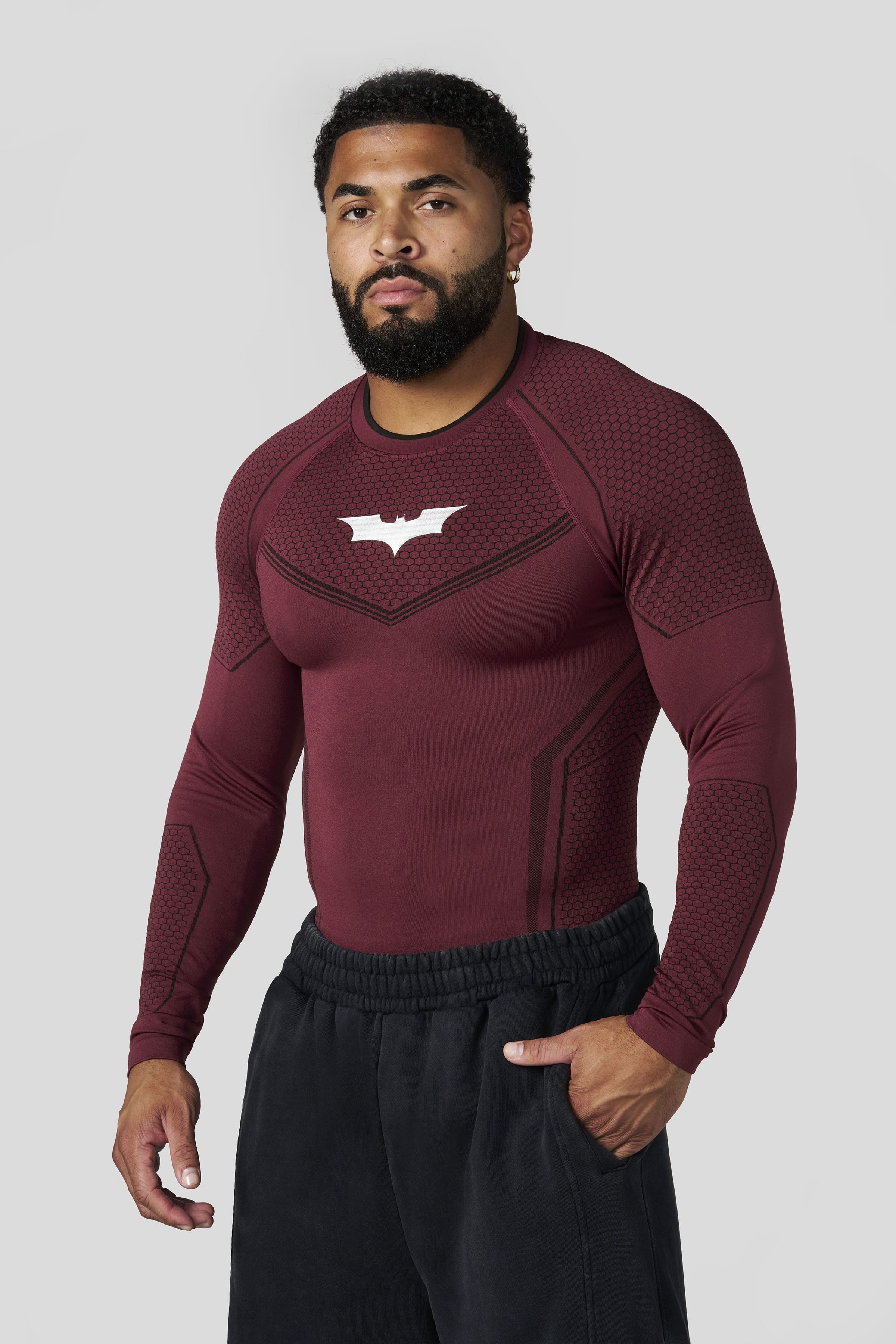 YoungLA 8004 - Batman Compression Longsleeves 'Burgundy'