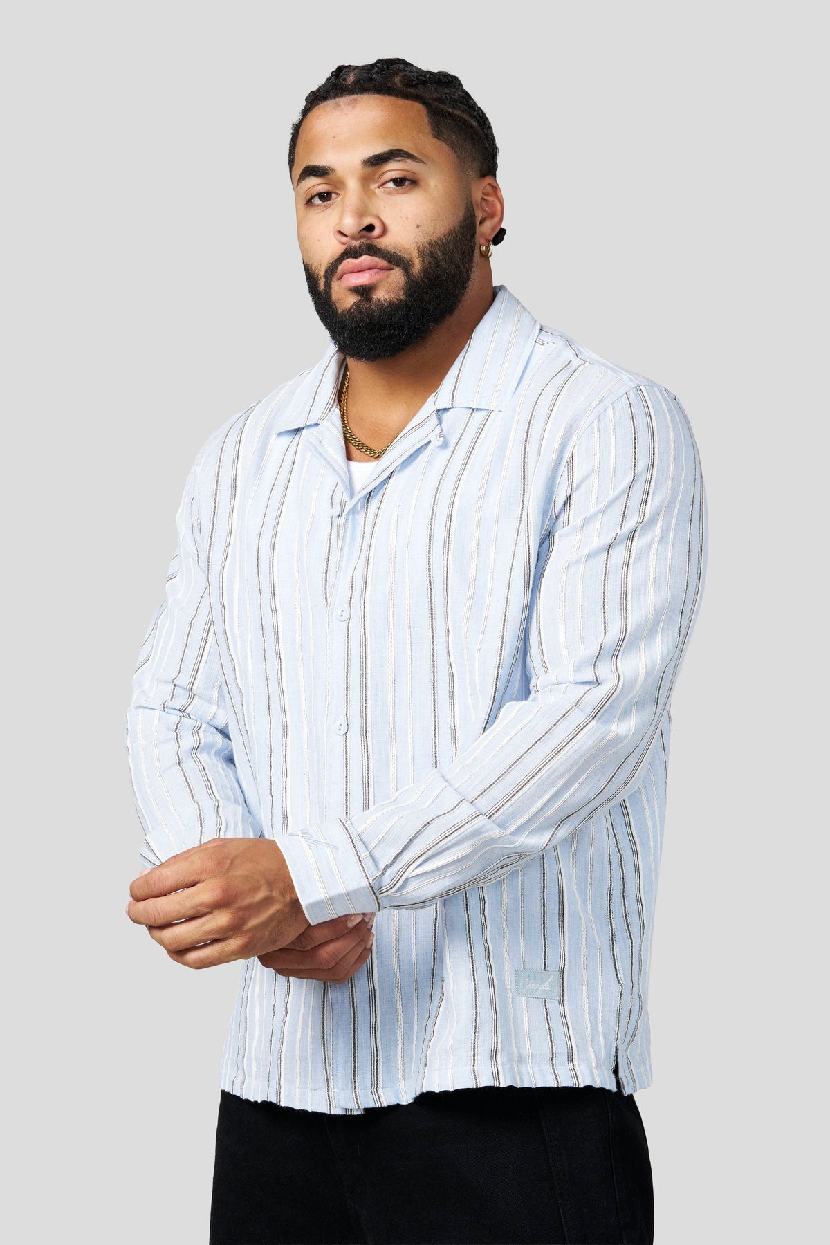 YoungLA 8024 - Soho Stripe Shirts 'Light Blue'