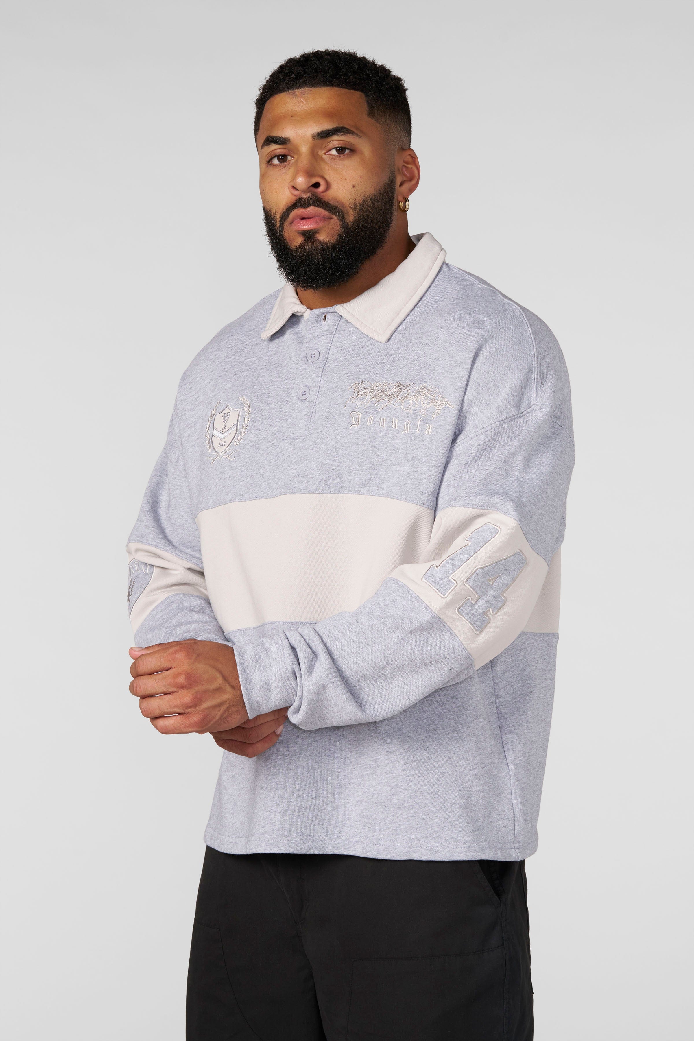 Young La 8045 - Polo Club Oversized Longsleeves 'Heather Grey'