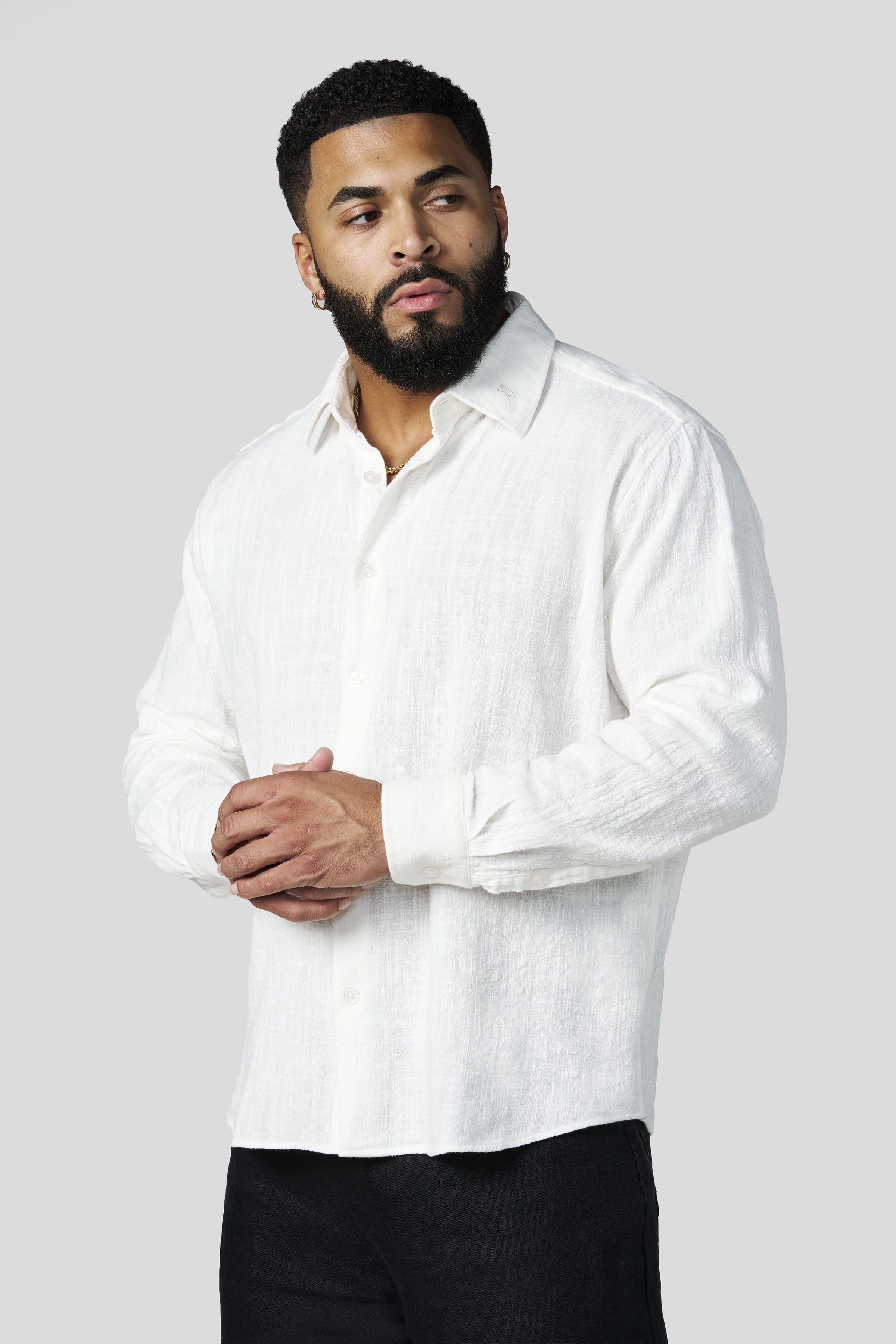 Young La 8095 - Cotton Linen Button-Ups 'White'