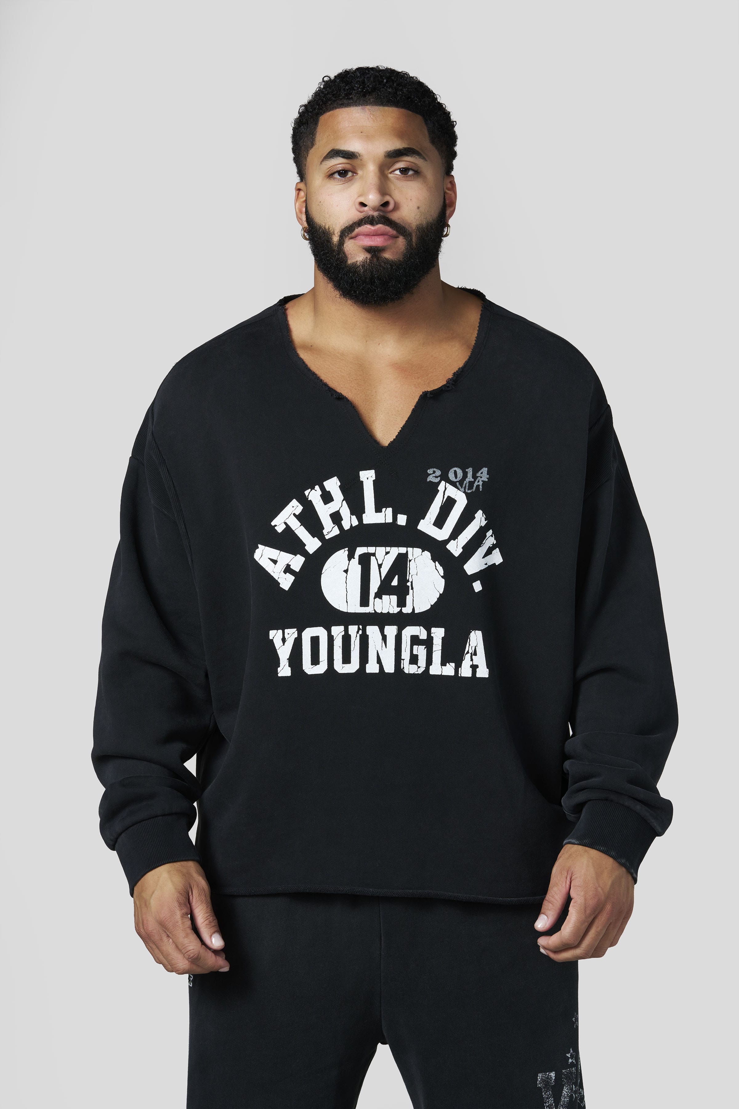 YoungLA 8098 - Golden Era Pump Cover Crewneck 'Black Wash'