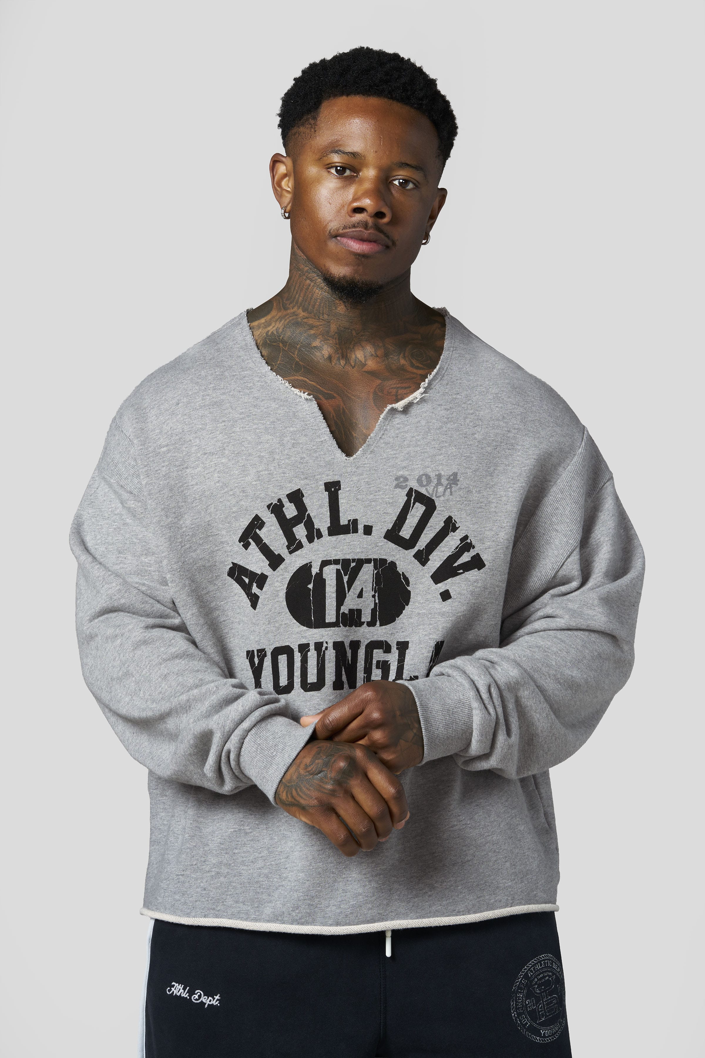 YoungLA 8098 - Golden Era Pump Cover Crewneck 'Heather Grey'