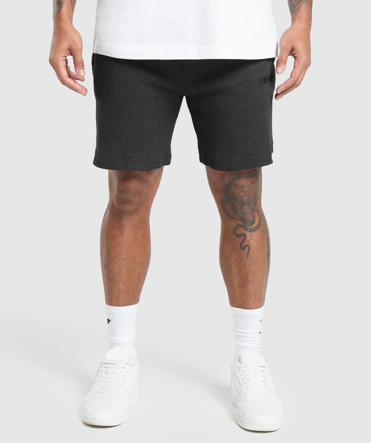 Gymshark Waffle Shorts 'Black Cotton Part Dye'