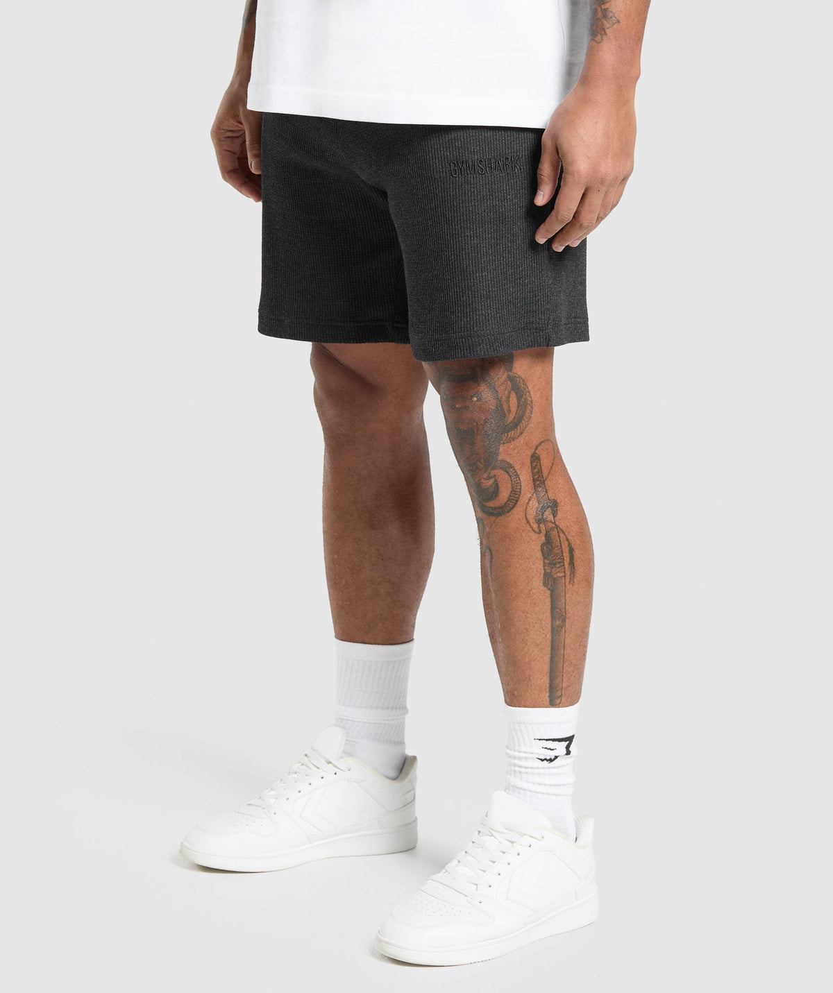 Gymshark Waffle Shorts 'Black Cotton Part Dye'