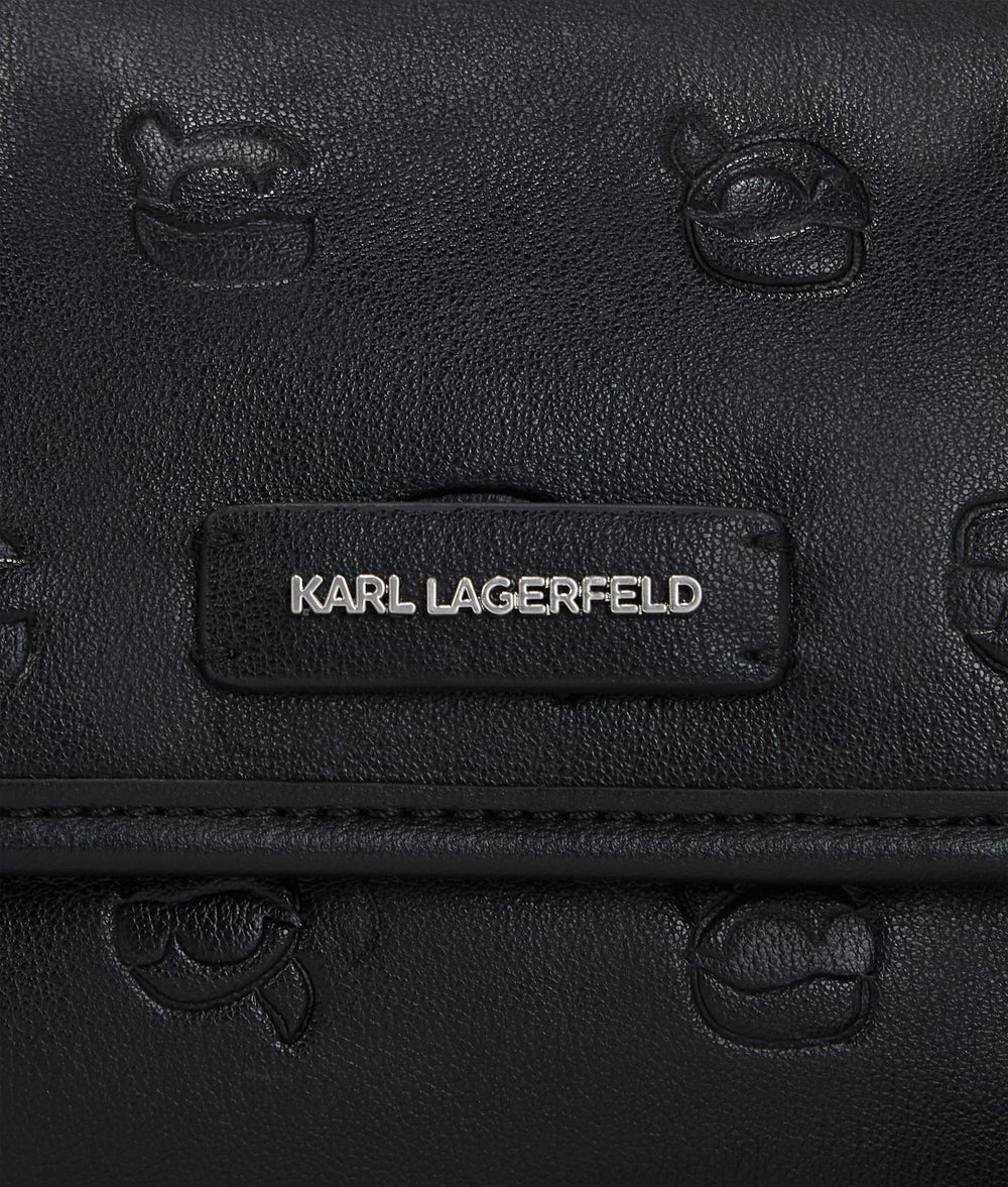 KarlLagerfeld Ikon Monogram Small Shoulder Bag All Over Print Tonal Black