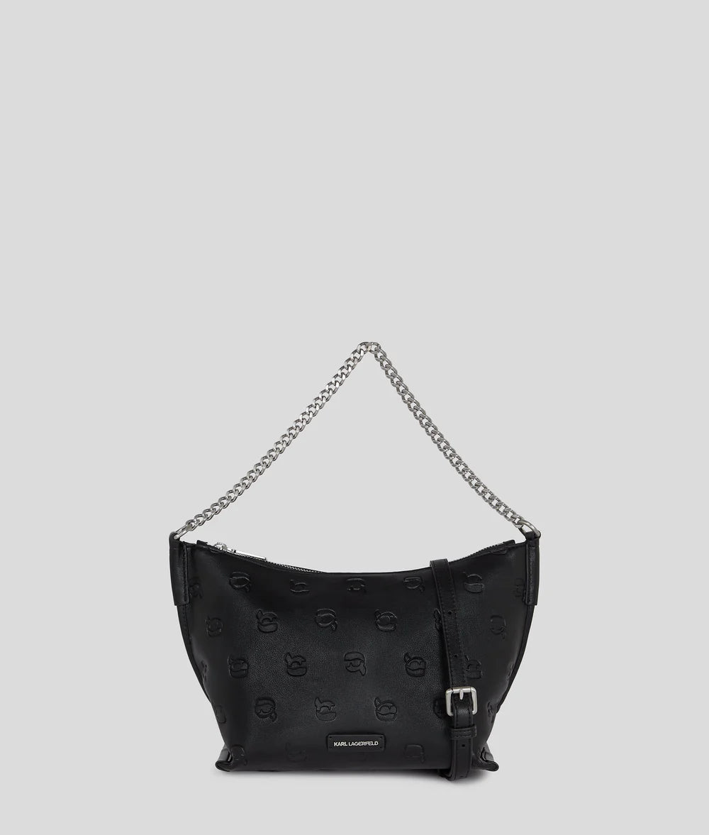 KarlLagerfeld Ikon Monogram Shoulder Bag All Over Print Tonal Black