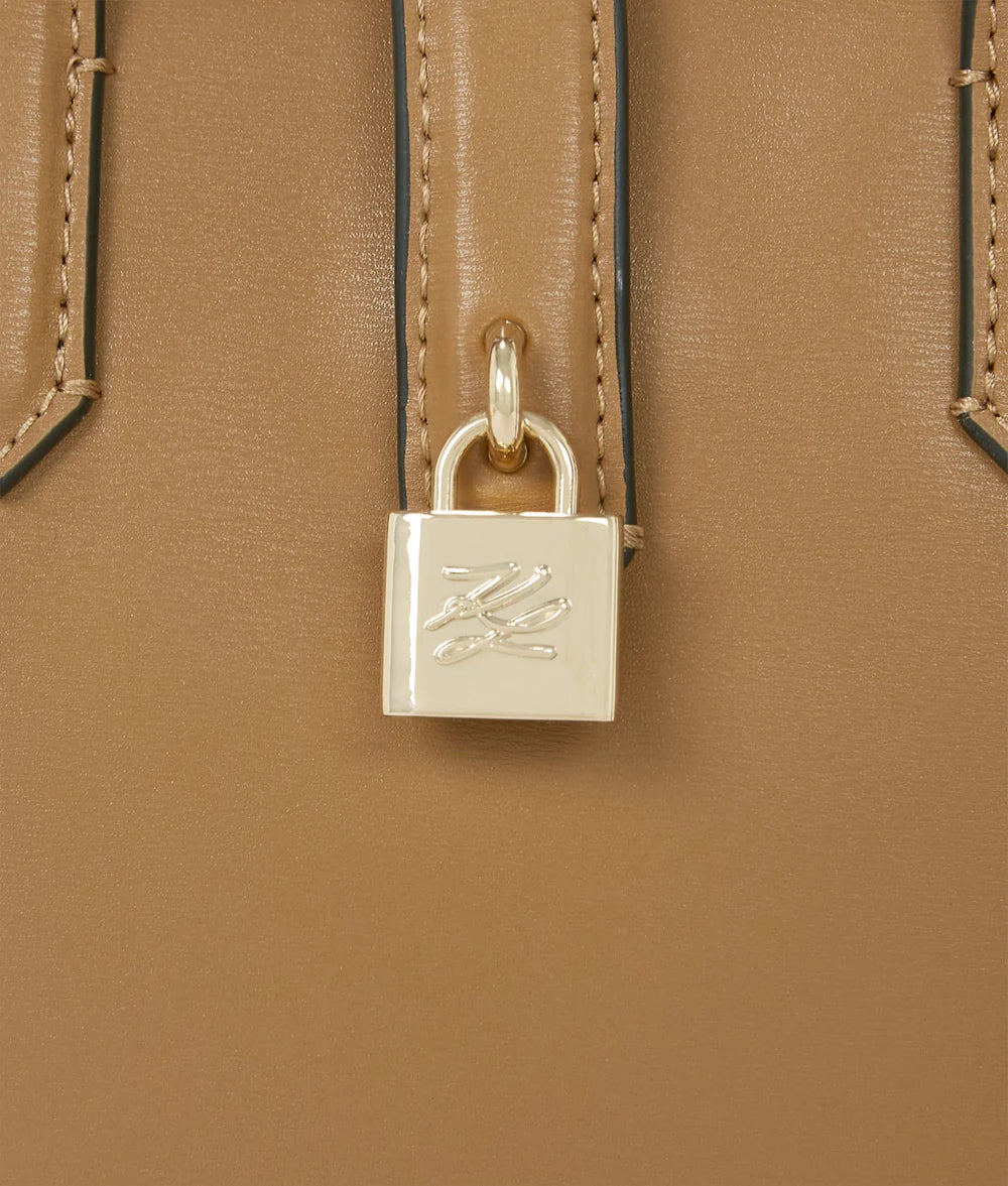 KarlLagerfeld Kautograph Padlock Mini Tote Bag Caramel
