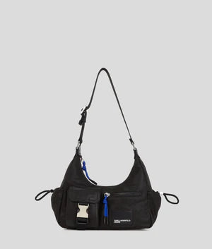 KarlLagerfeld Utility Coated Denim Shoulder Bag Coated Black Denim