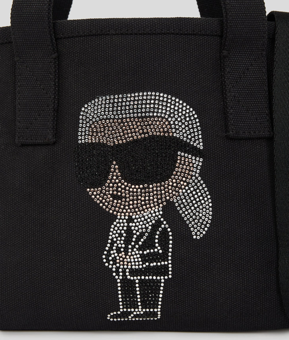 KarlLagerfeld Ikon Small Rhinestone Shopper Black