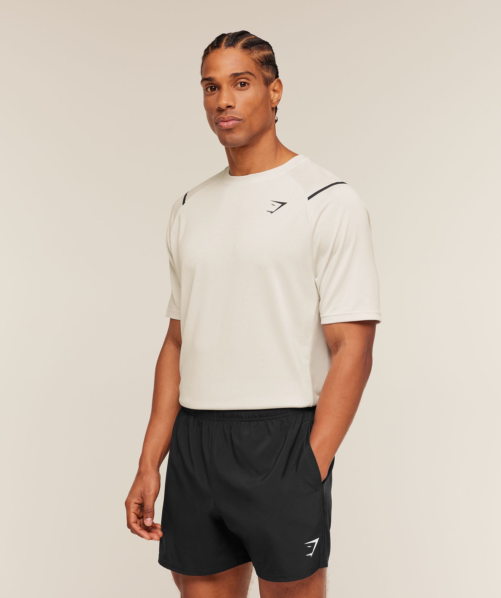 Gymshark Arrival Contrast T-Shirt 'Tinted White Pebble Grey'
