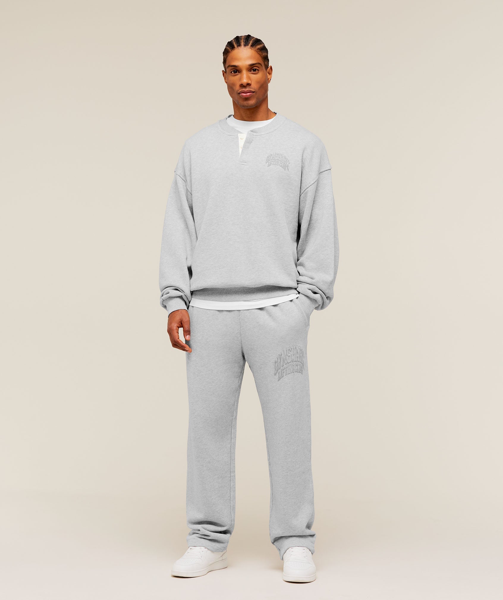 Gymshark GSLC Henley Sweat 'Bros Soft Grey Marl'