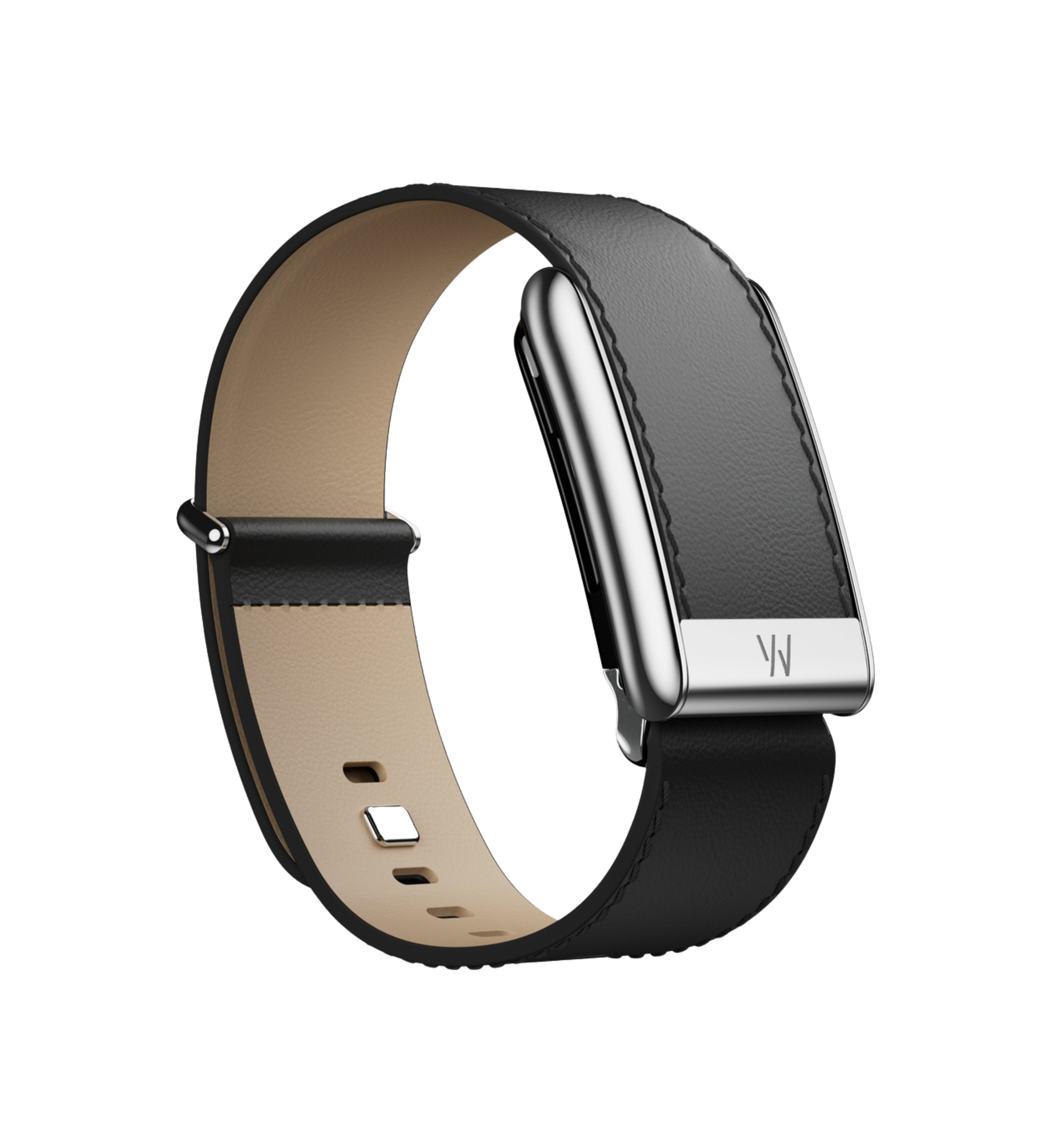 Whoop 5.0 LeatherLuxe Straight Band 'Black Cream with Titanium'